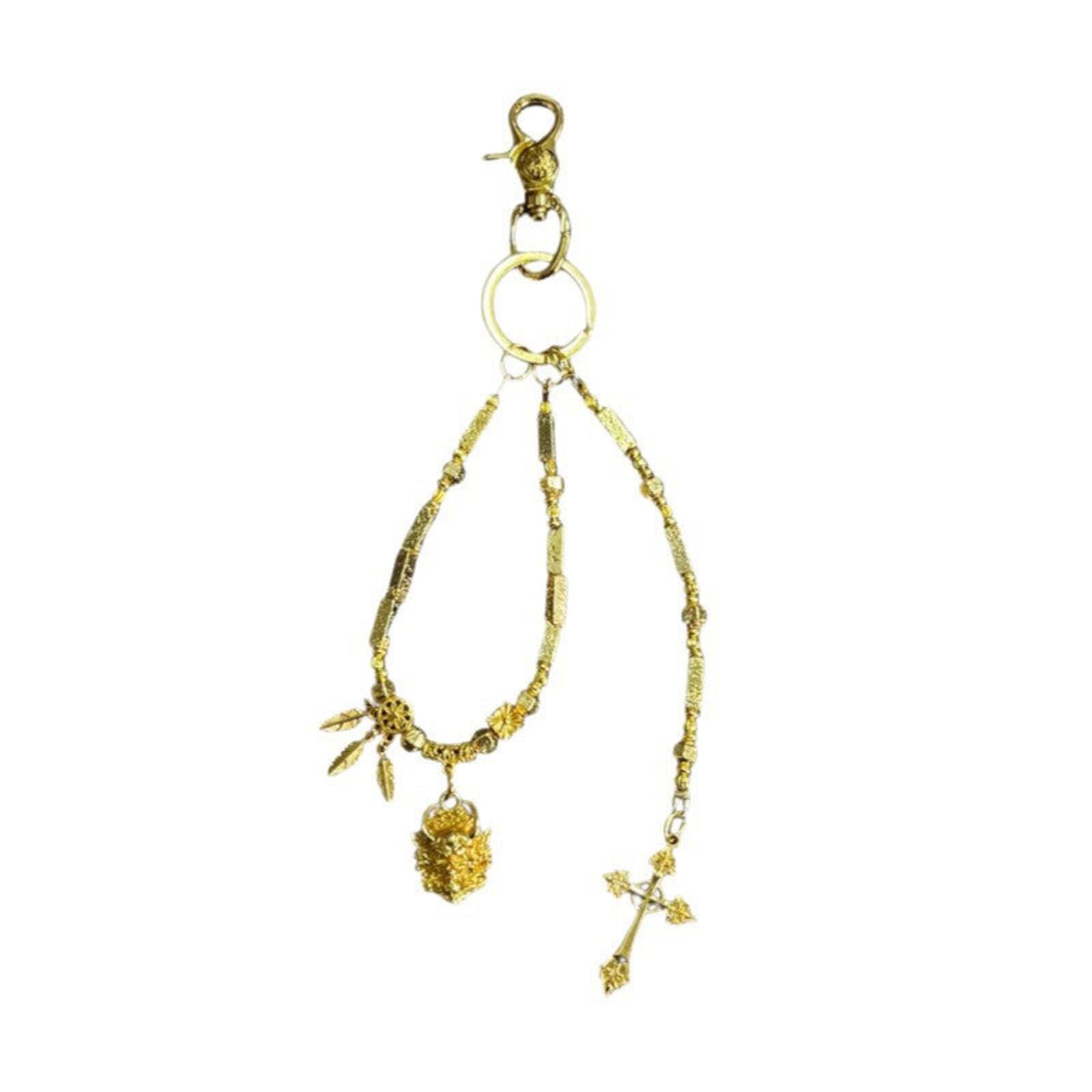 Jewelry Golden Feather Cross Skull Keychain | Street Hanging Charm Size ONE SIZE - 5 Thumbnail