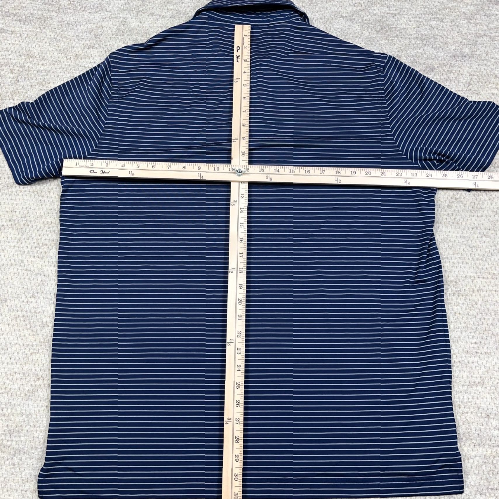 Vintage Short Par 4 Polo Shirt Men XL Navy Blue Striped Performance Wicking Golf Adult Size US XL / EU 56 / 4 - 6 Thumbnail