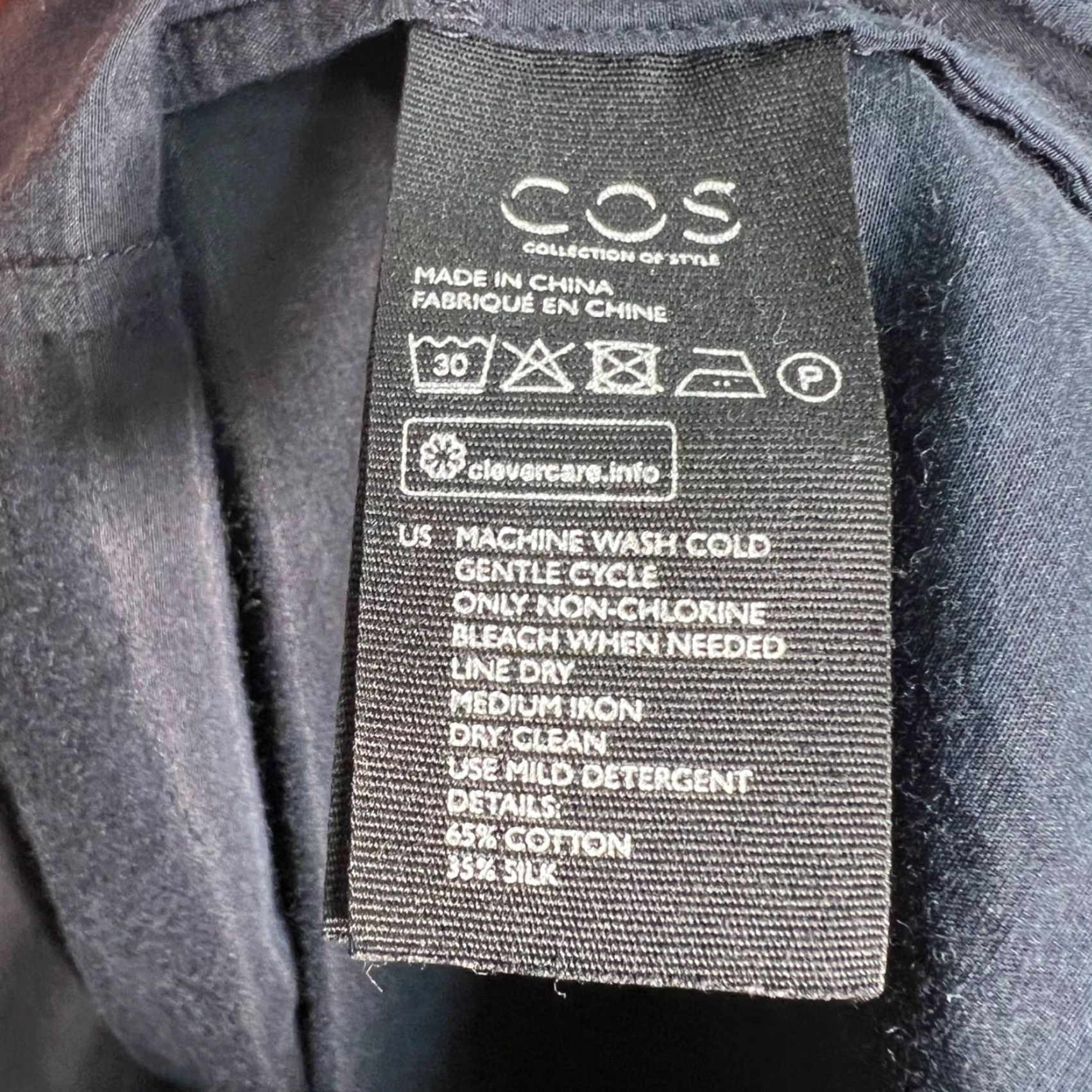 Cos COS Womens Size 14 Blue Shirt Dress Short Sleeve Button Front Cotton Silk Blend Size XL / US 12-14 / IT 48-50 - 4 Thumbnail