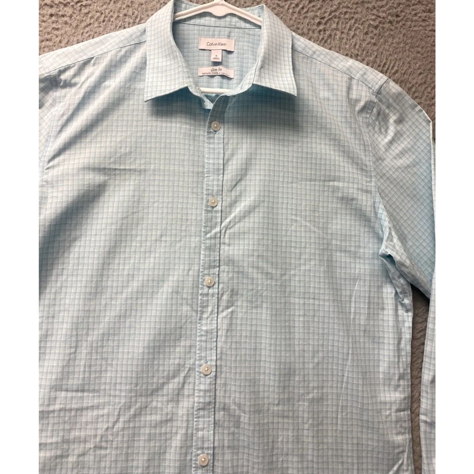 Calvin Klein Calvin Klein Button Up Shirt Men Adult M Slim Fit Aqua Blue Long Sleeve /107-1 Button-Up Size US M / EU 48-50 / 2 - 2 Thumbnail