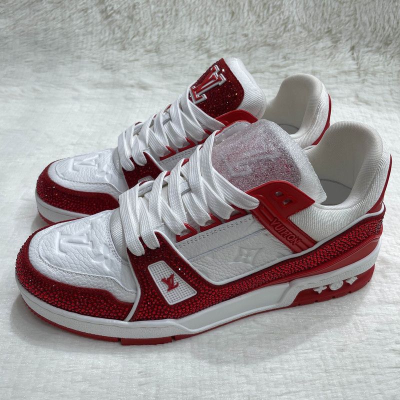 Louis Vuitton Red and White Trainer Sneakers 0079