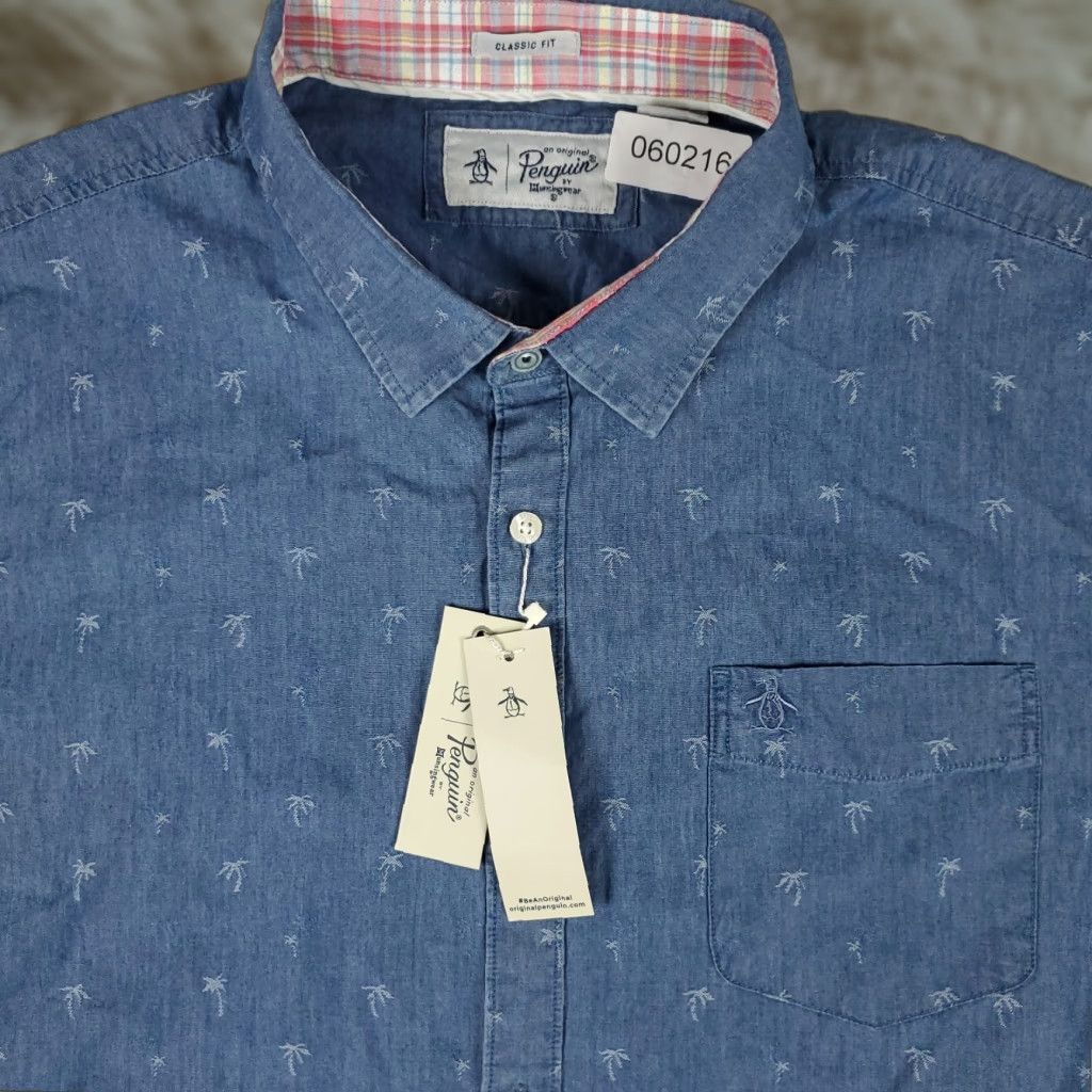 Original Penguin VINTAGE Penguin Shirt Men 2XL Blue Short Sleeve Button-Up Casual Business Formal Party Size US XXL / EU 58 / 5 - 1 Thumbnail