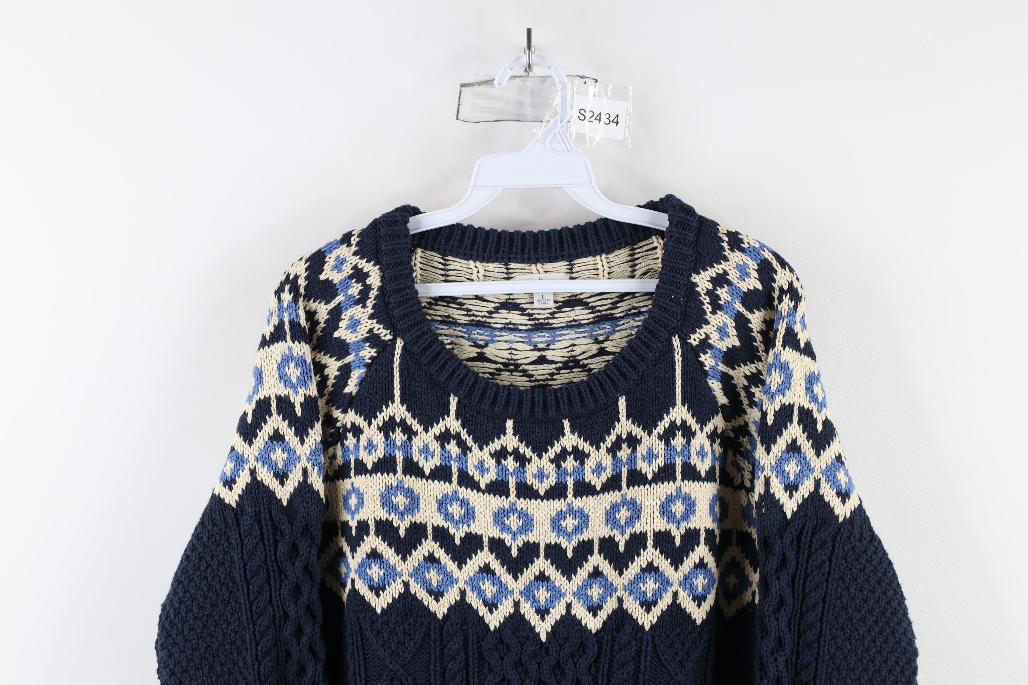 L.L. Bean × Vintage Vintage LL Bean Heavy Fair Isle Chunky Fisherman Sweater Size L / US 10 / IT 46 - 2 Thumbnail