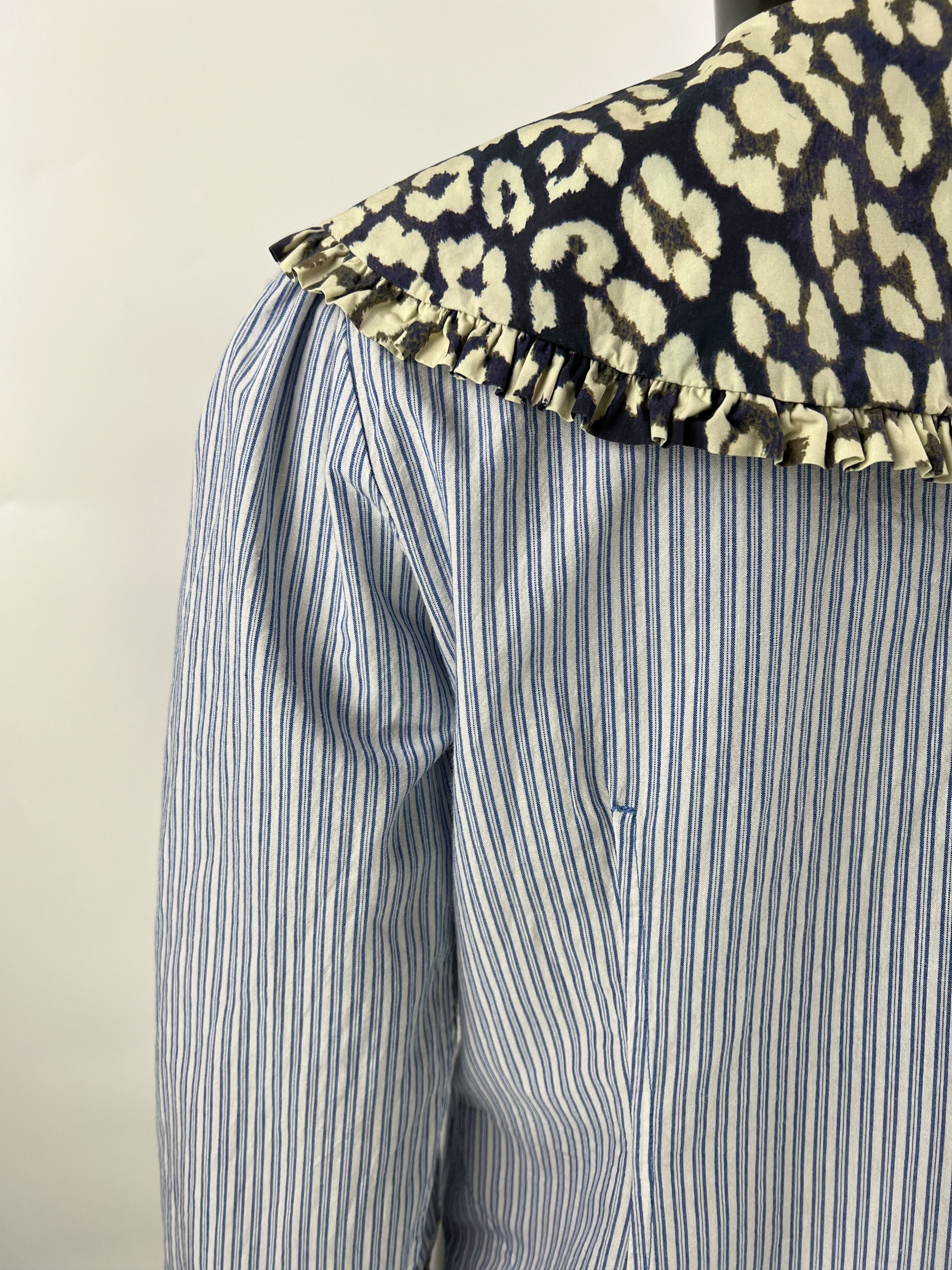 Ganni Ganni Collar Ruffle Gingham Striped Shirt Blouse Size 36 Size S / US 4 / IT 40 - 4 Thumbnail