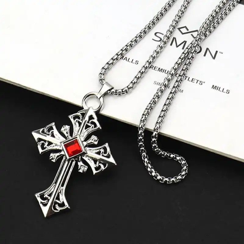 Jewelry × Vintage New Gothic Hollowed Out Cross Pendant Necklace Size ONE SIZE - 1 Preview