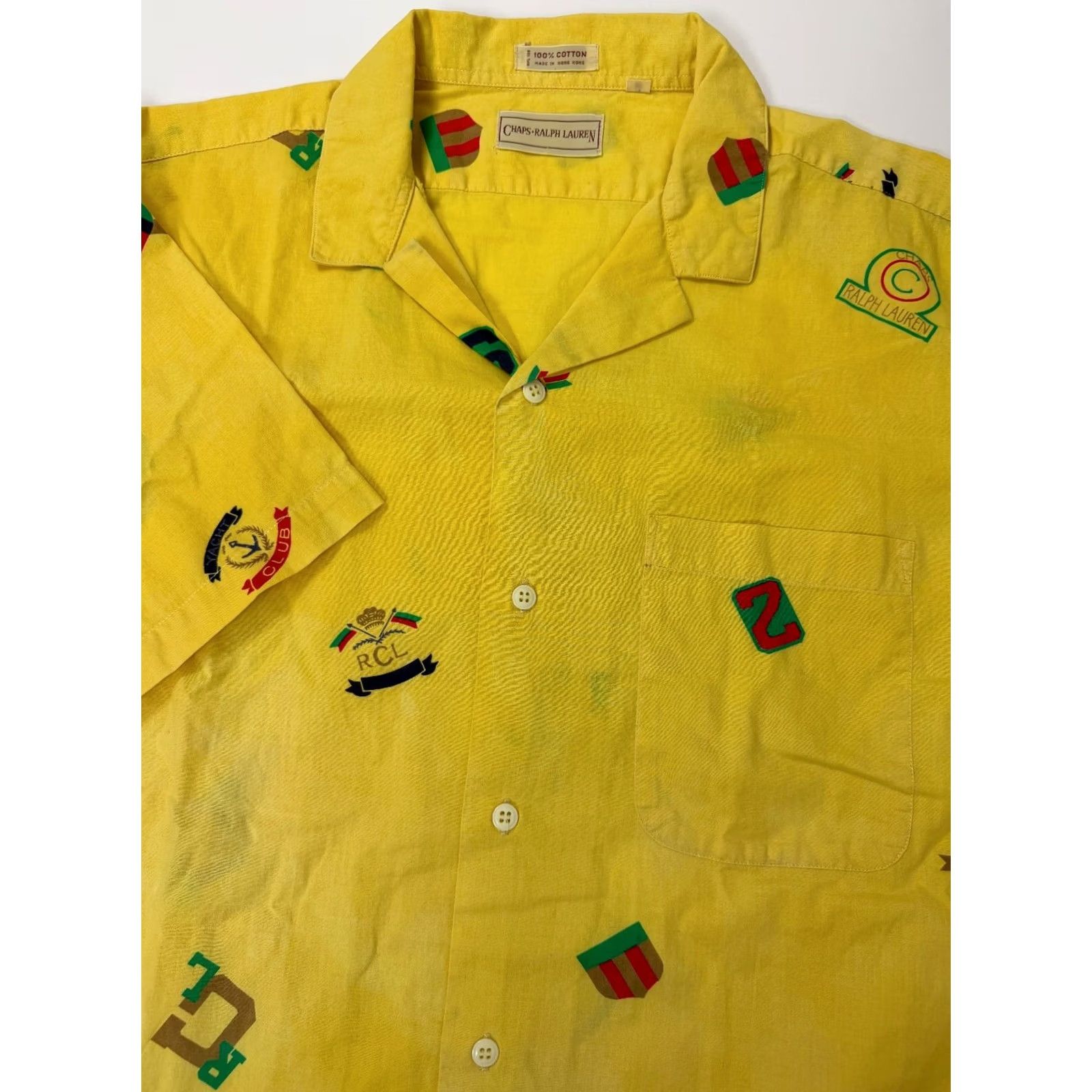 Chaps VINTAGE Chaps Ralph Lauren Shirt Men Large Camp Collar Yacht Crest Logo Surf Shirt Size US L / EU 52-54 / 3 - 2 Thumbnail