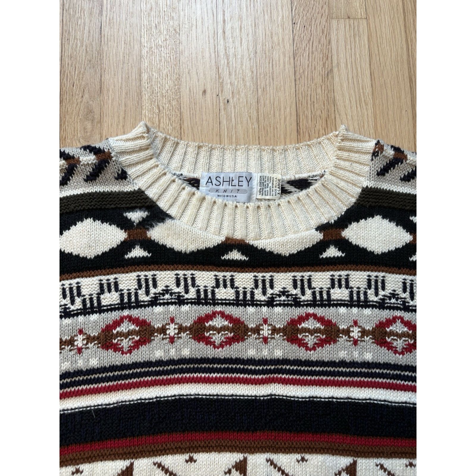 Vintage Vintage 80s Ashley Knit Men's Sweater Nordic Crewneck XL Size US XL / EU 56 / 4 - 7 Thumbnail