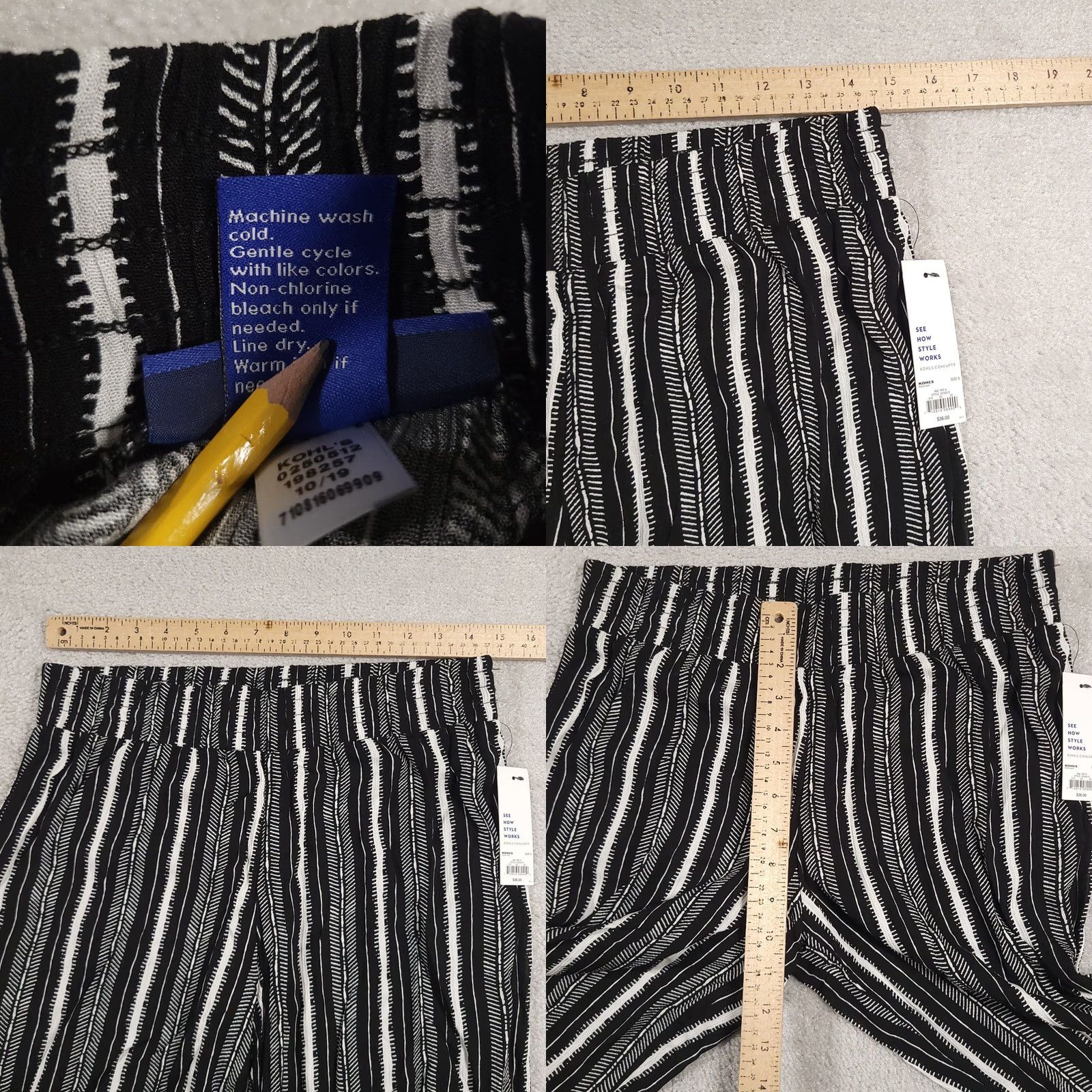 Apt. 9 APT 9 Pants Womens Small Black White Striped Wide-Leg Pull On Rayon Lightweight Wide-Leg Trousers Bohemian Casual Travel Womens Size 28" / US 6 / IT 42 - 8 Thumbnail