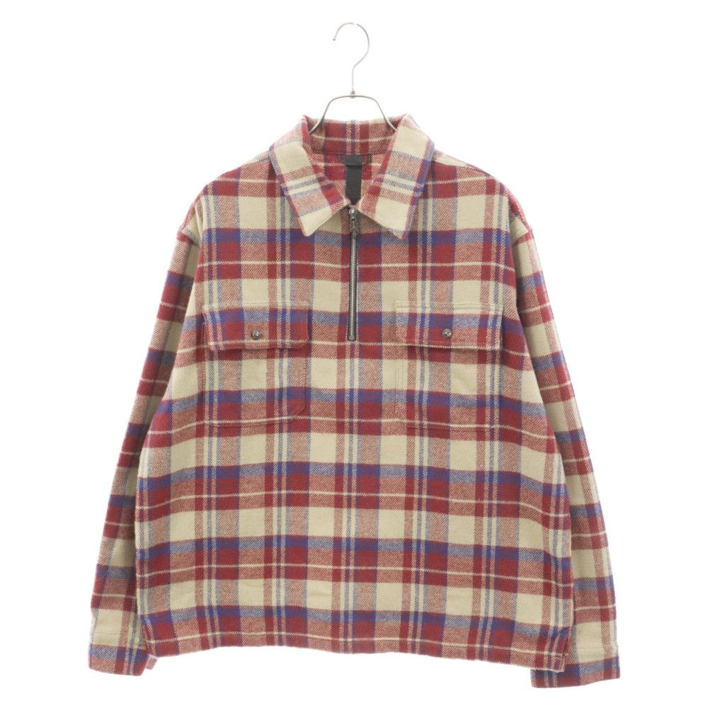 image of Chrome Hearts Underdog Plaid Half Zip Flannel, Men's (Size Large)