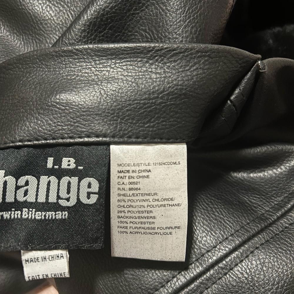 Designer Black reversible (leather-Faux Fur ) Hooded Jacket Size US L / EU 52-54 / 3 - 6 Thumbnail