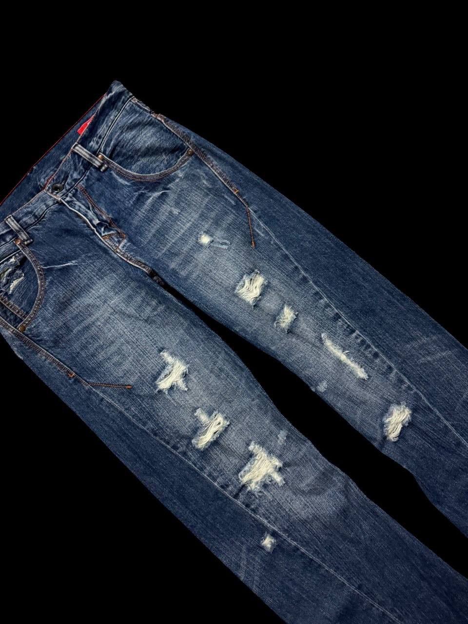 Japanese Brand TWIST LEG Vintage Uj Jean Sick Distressed Ripped Mudwash Size US 32 / EU 48 - 9 Thumbnail