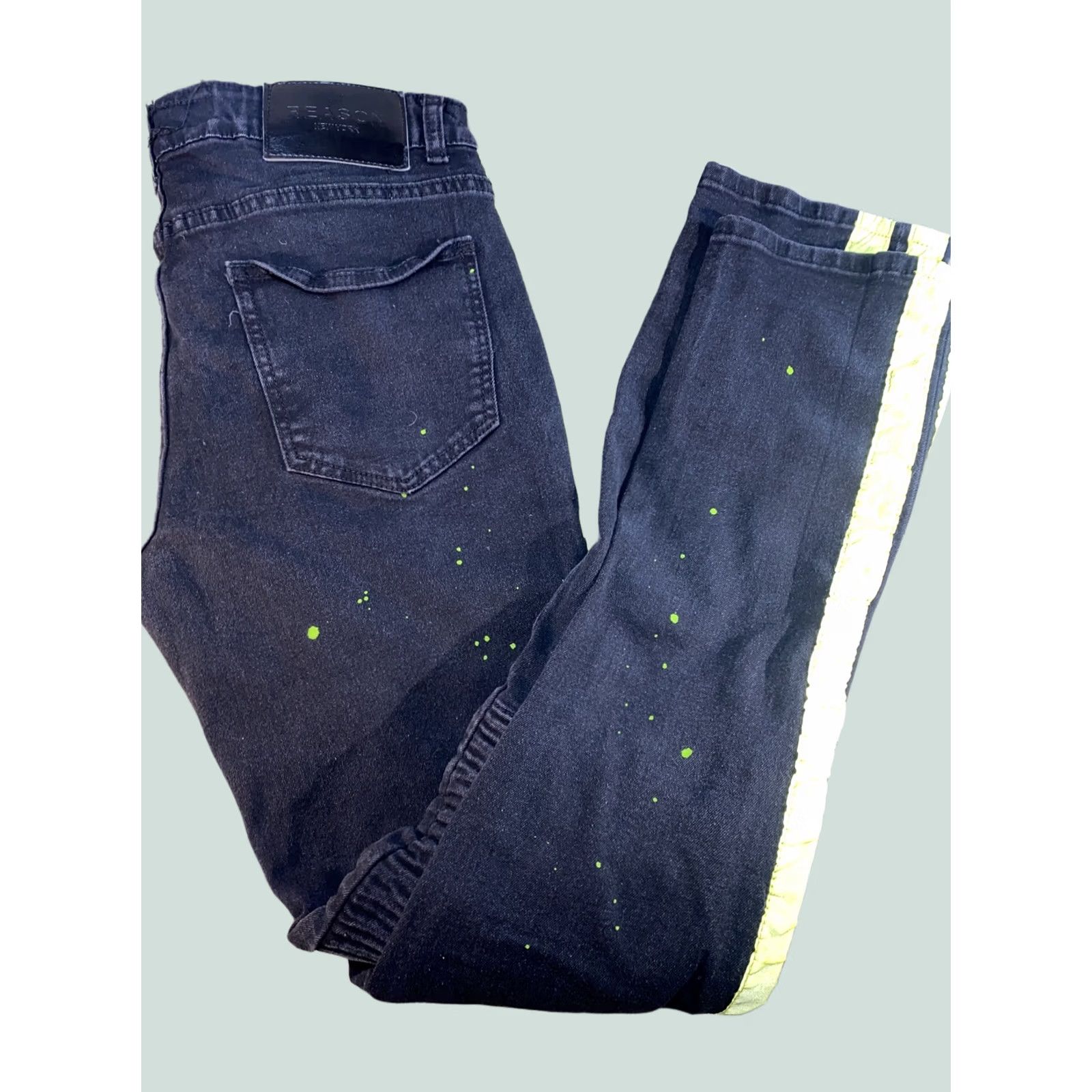 Reason Reason Jeans Men Black Neon Skinny 32x32 Regular 32 Inseam Size US 32 / EU 48 - 1 Thumbnail