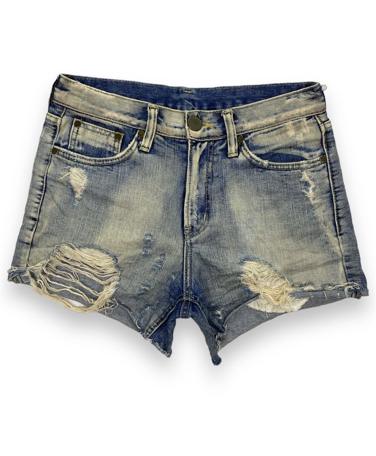 Japanese Brand Laguna Moon Dirty Distressed Denim Shorts Size 29" - 1 Thumbnail
