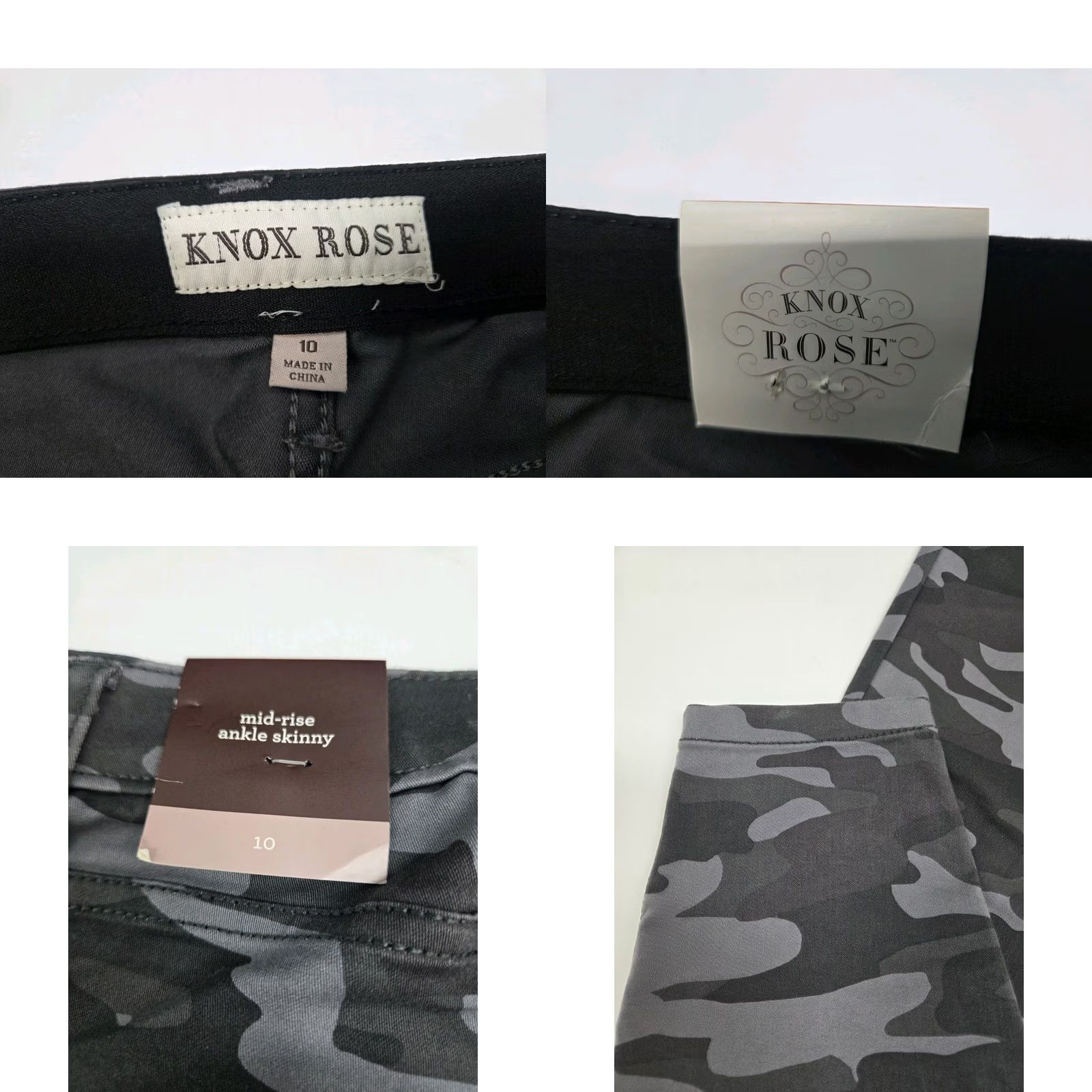 Vintage Knox Rose Camo Mid Rise Ankle Skinny Jeans Women's NWT Zip Legs/Pckts #8477 Size 32" / US 10 / IT 46 - 8 Thumbnail
