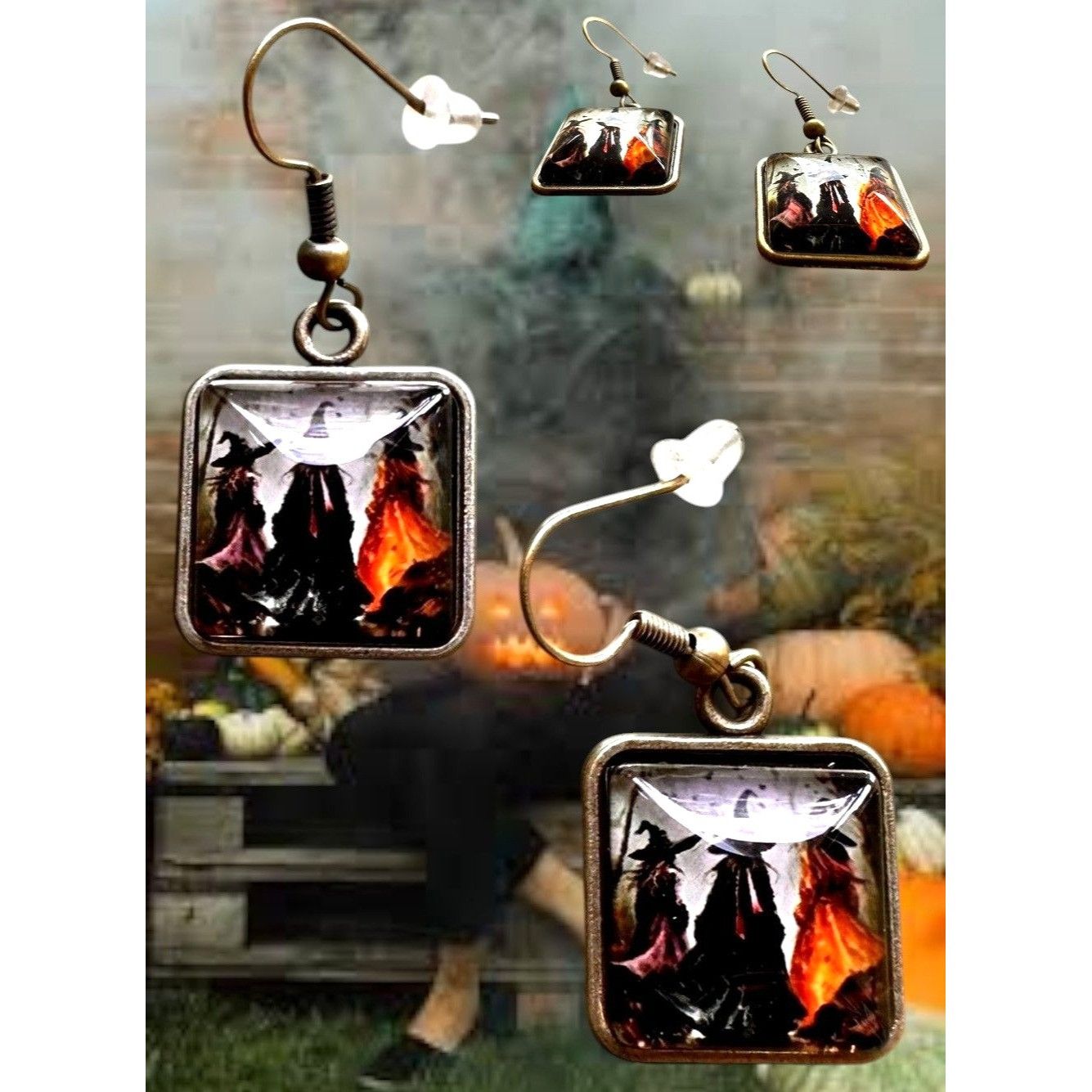 Handmade Macbeth Three Witches Earrings Halloween Supernatural Power Size ONE SIZE - 1 Thumbnail