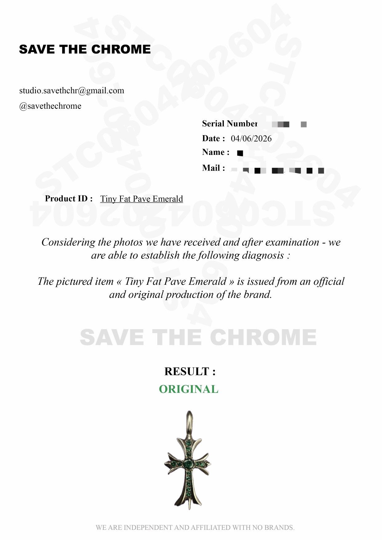 Chrome Hearts Chrome Hearts Emerald Tiny Cross Pendant Size ONE SIZE - 13 Thumbnail