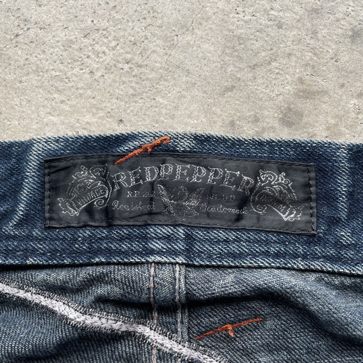 Japanese Brand W31💥 Red Pepper Japan Embroided Skull Rusty Jeans Pants RARE Size US 31 - 8 Thumbnail