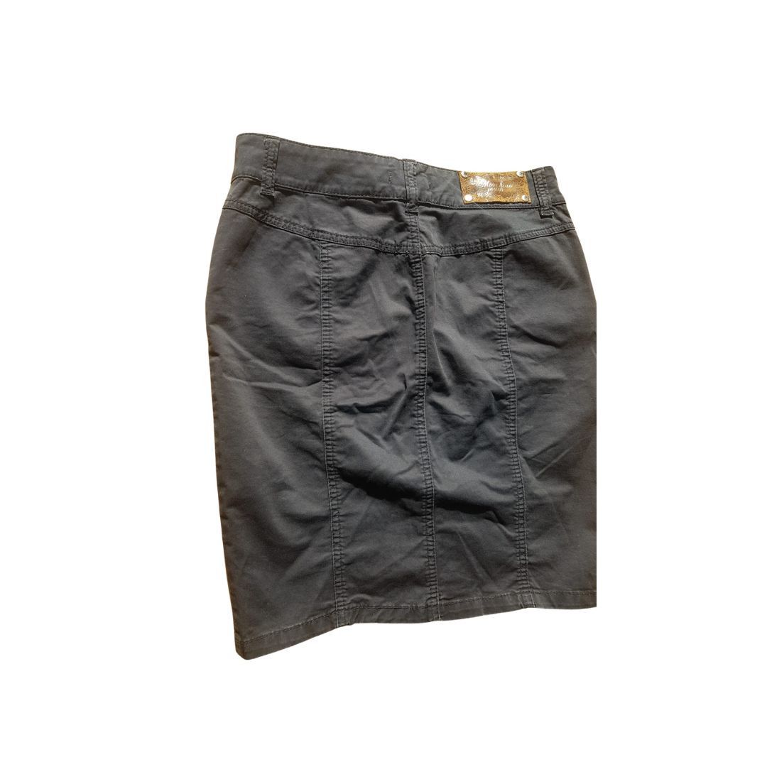 Moschino Denim Black Skirt 1990s font long zip