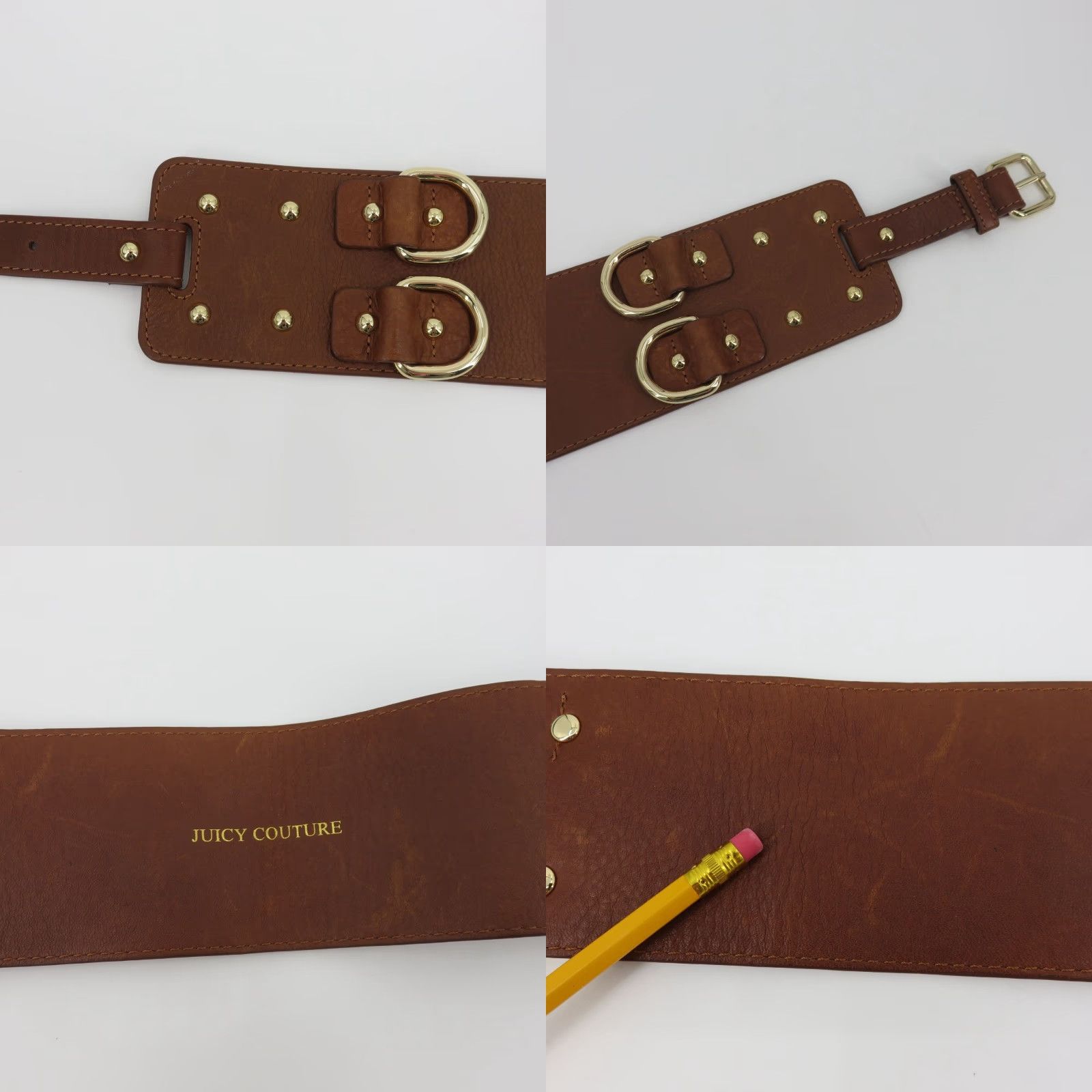Juicy Couture VINTAGE Juicy Couture Belt Corset Belt Women Wide Brown Leather Gold D Ring Studded VTG Size ONE SIZE - 8 Thumbnail
