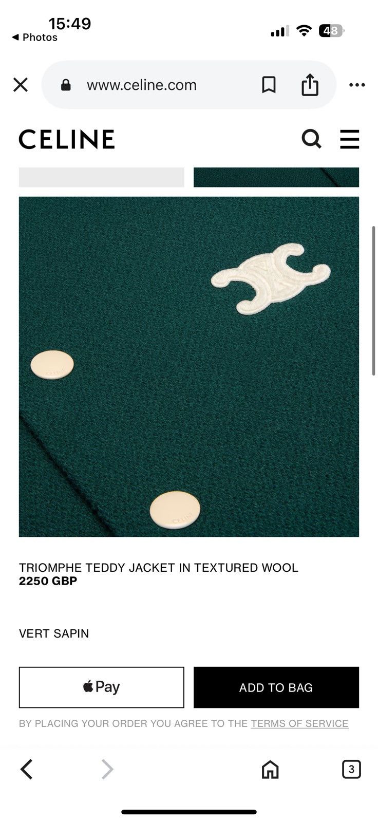 Celine $3.25k+ FW24 Celine Triomphe logo teddy jacket green Hedi 52 Size US L / EU 52-54 / 3 - 9 Thumbnail