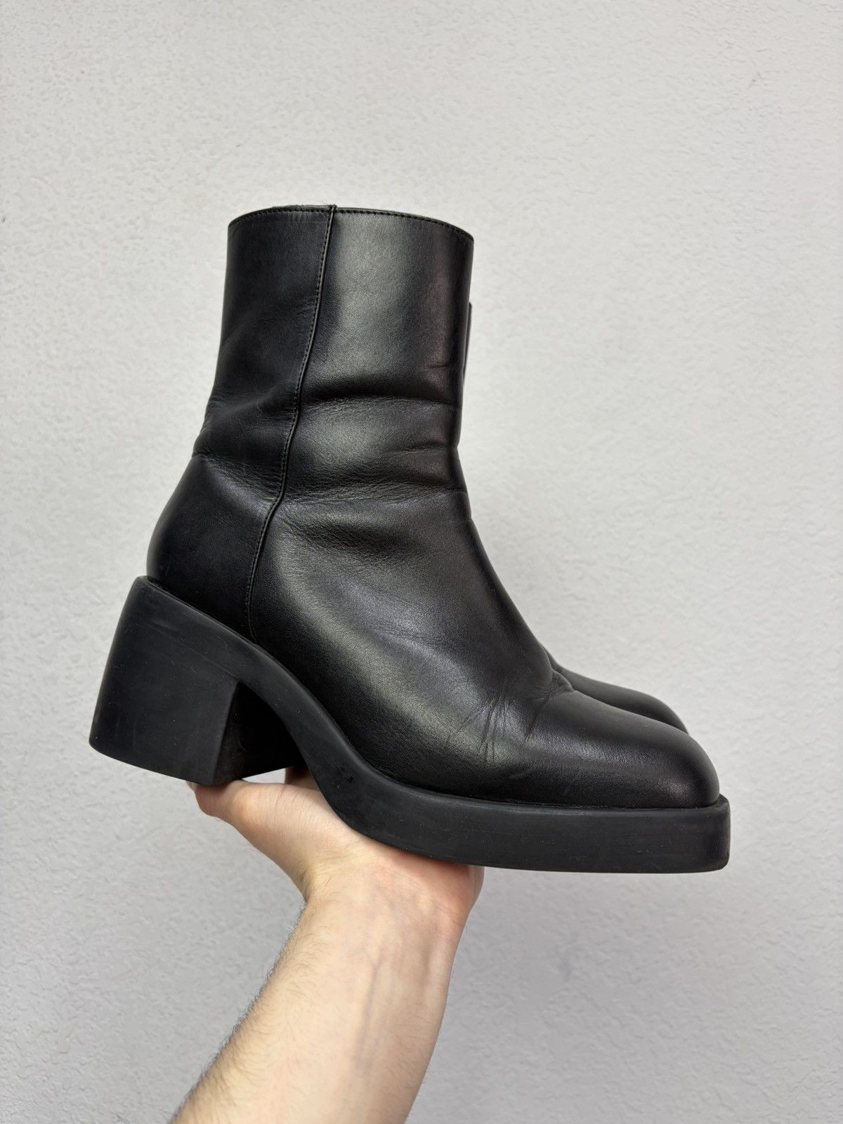 Hedi Slimane Vintage Italian AS 98 Rick Owens Style Leather Biker Boots Size US 8.5 / EU 41-42 - 23 Thumbnail