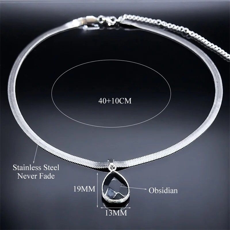 Japanese Brand Gothic Water Drop Black Obsidian Necklace Size ONE SIZE - 5 Thumbnail