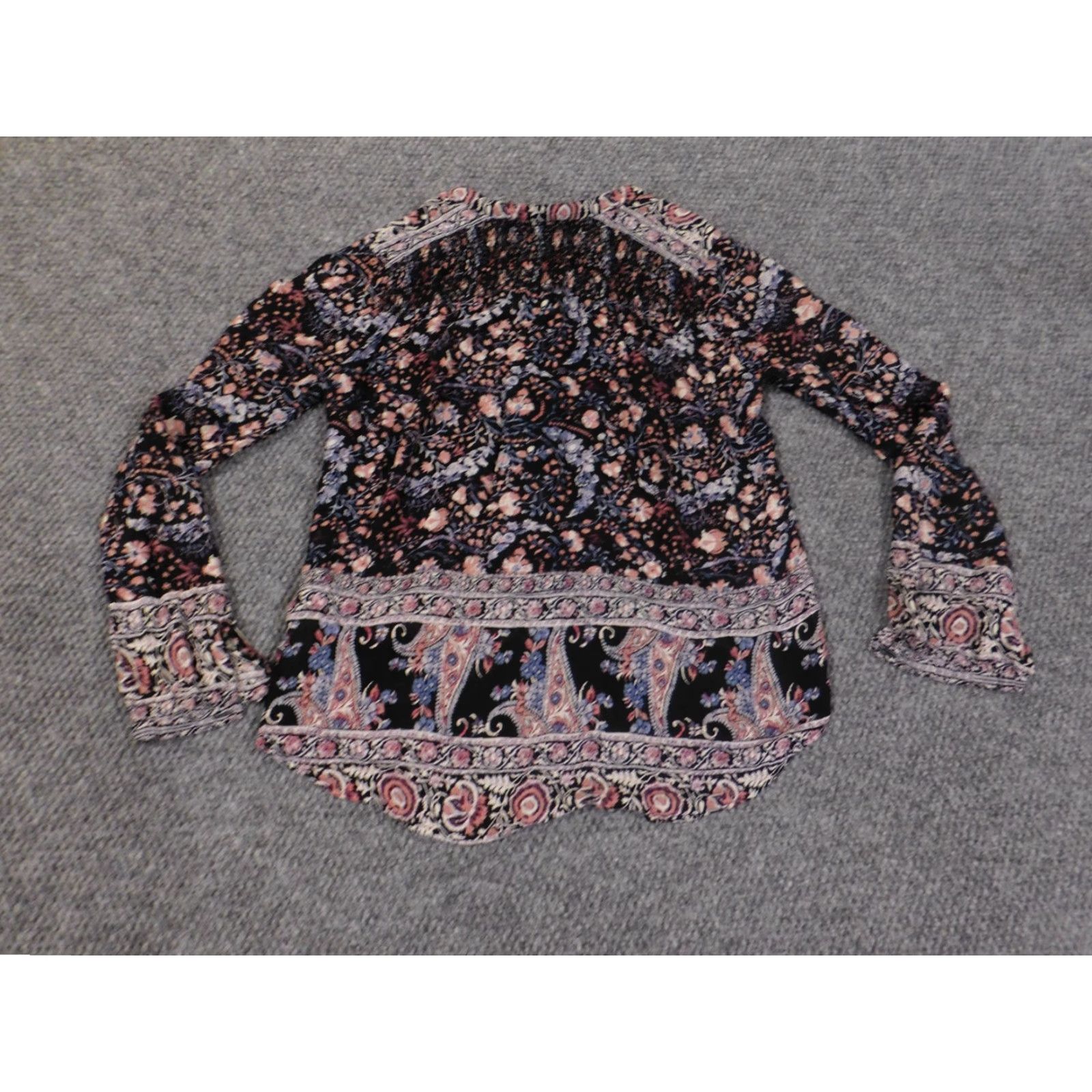 Lucky Brand Lucky Brand Button-Up Womens Top Small Black Floral Geometric Casual Viscose Size S / US 4 / IT 40 - 6 Thumbnail