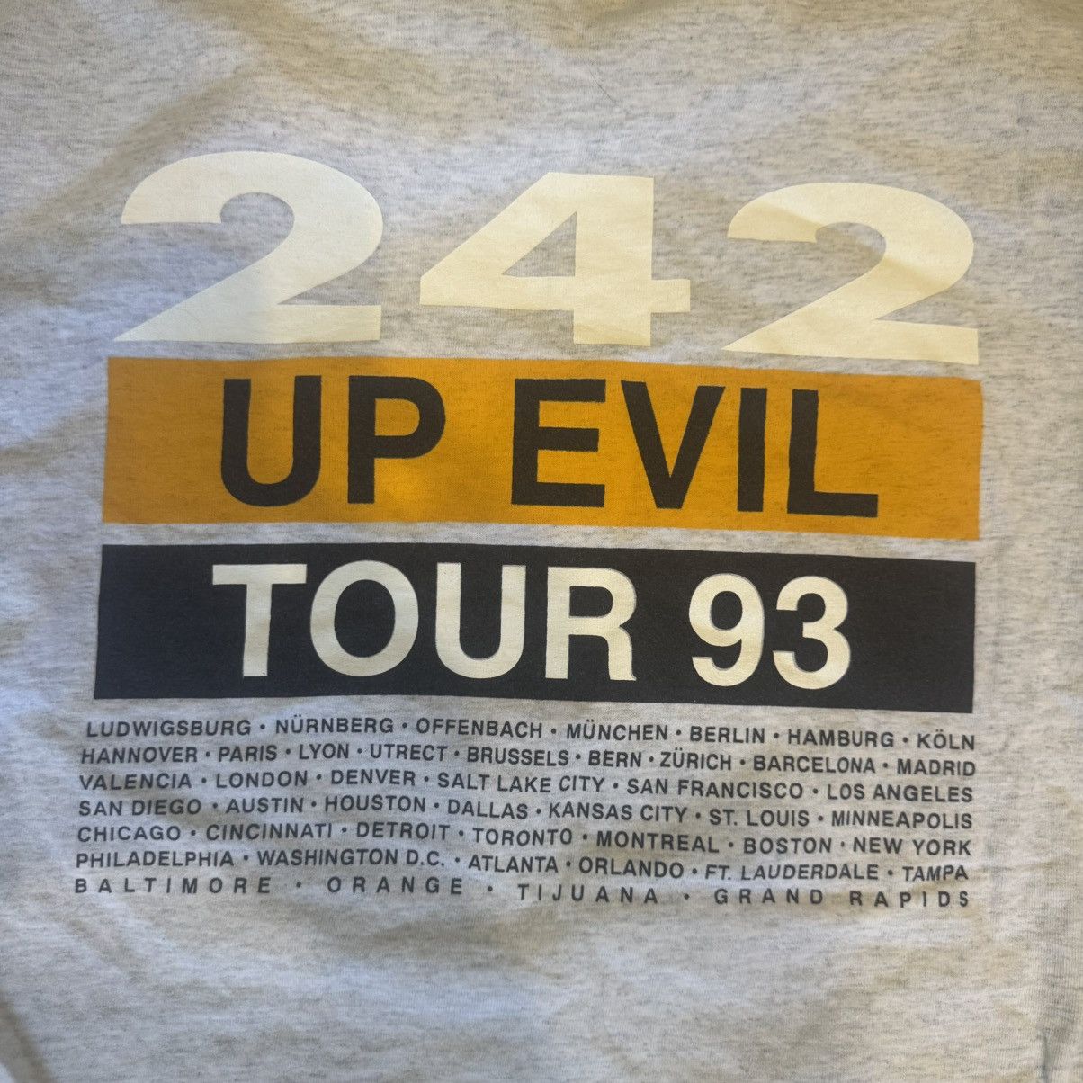 Fruit Of The Loom front 242 "up evil tour 93" t shirt - grey Size US XL / EU 56 / 4 - 3 Thumbnail