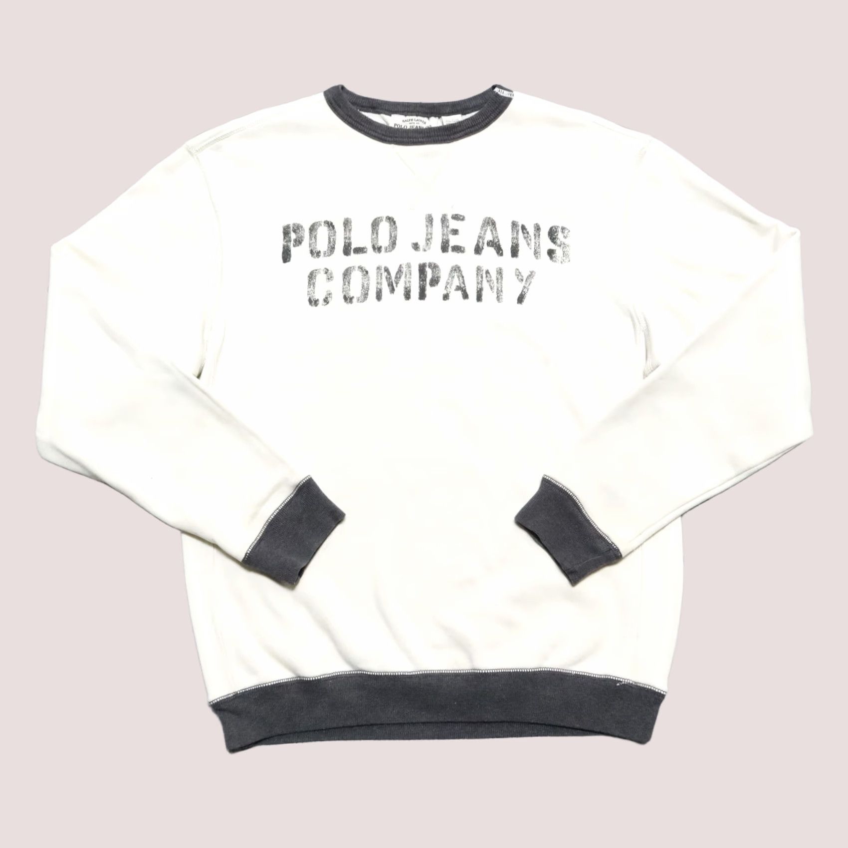 Vintage Vintage Polo Jeans Co Ralph Lauren Stencil Logo Crew Neck Sweatshirt L White Mens Size US L / EU 52-54 / 3 - 1 Thumbnail