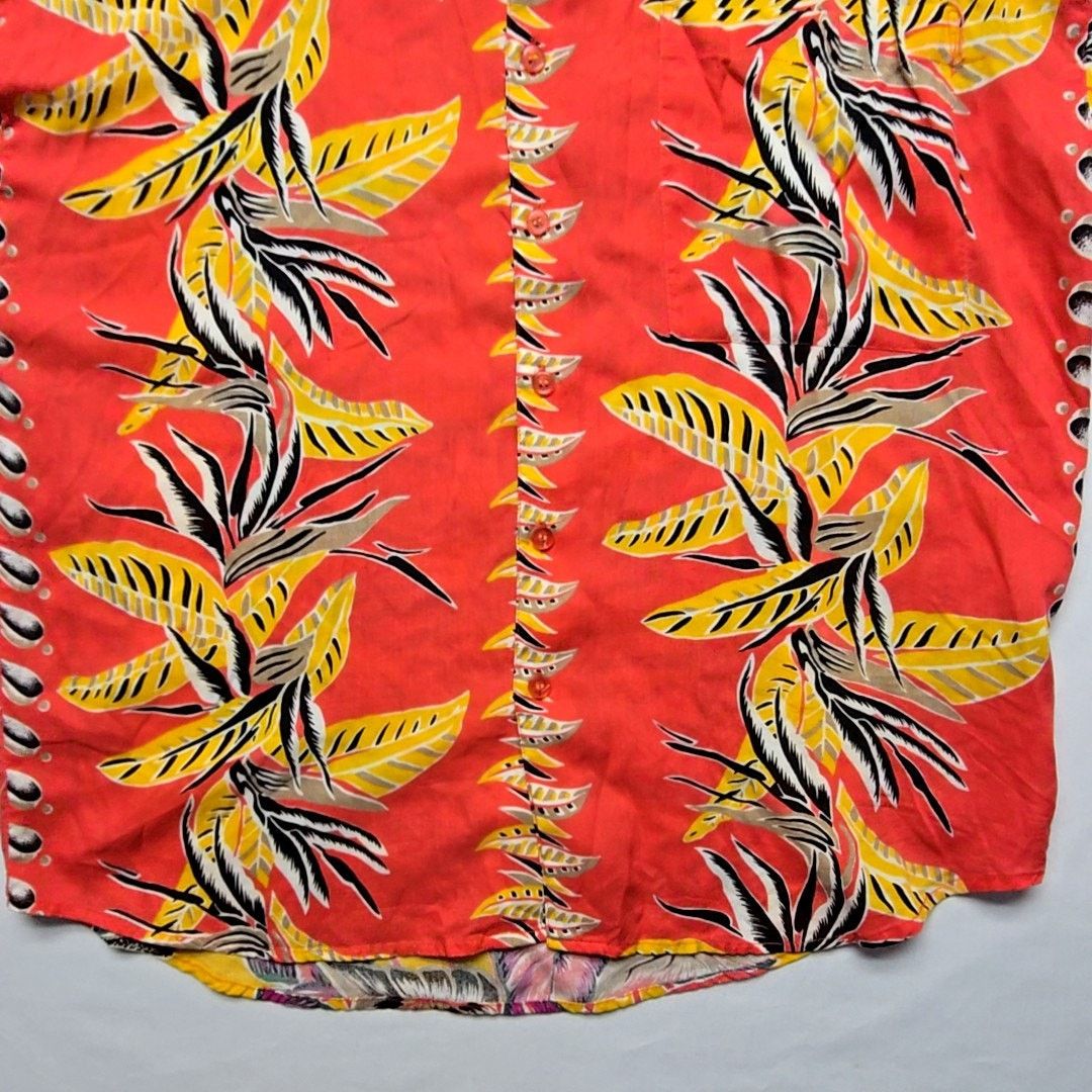 Generra Vintage Hawaiian Shirt Floral Red Rayon L Button Up Size US L / EU 52-54 / 3 - 2 Thumbnail