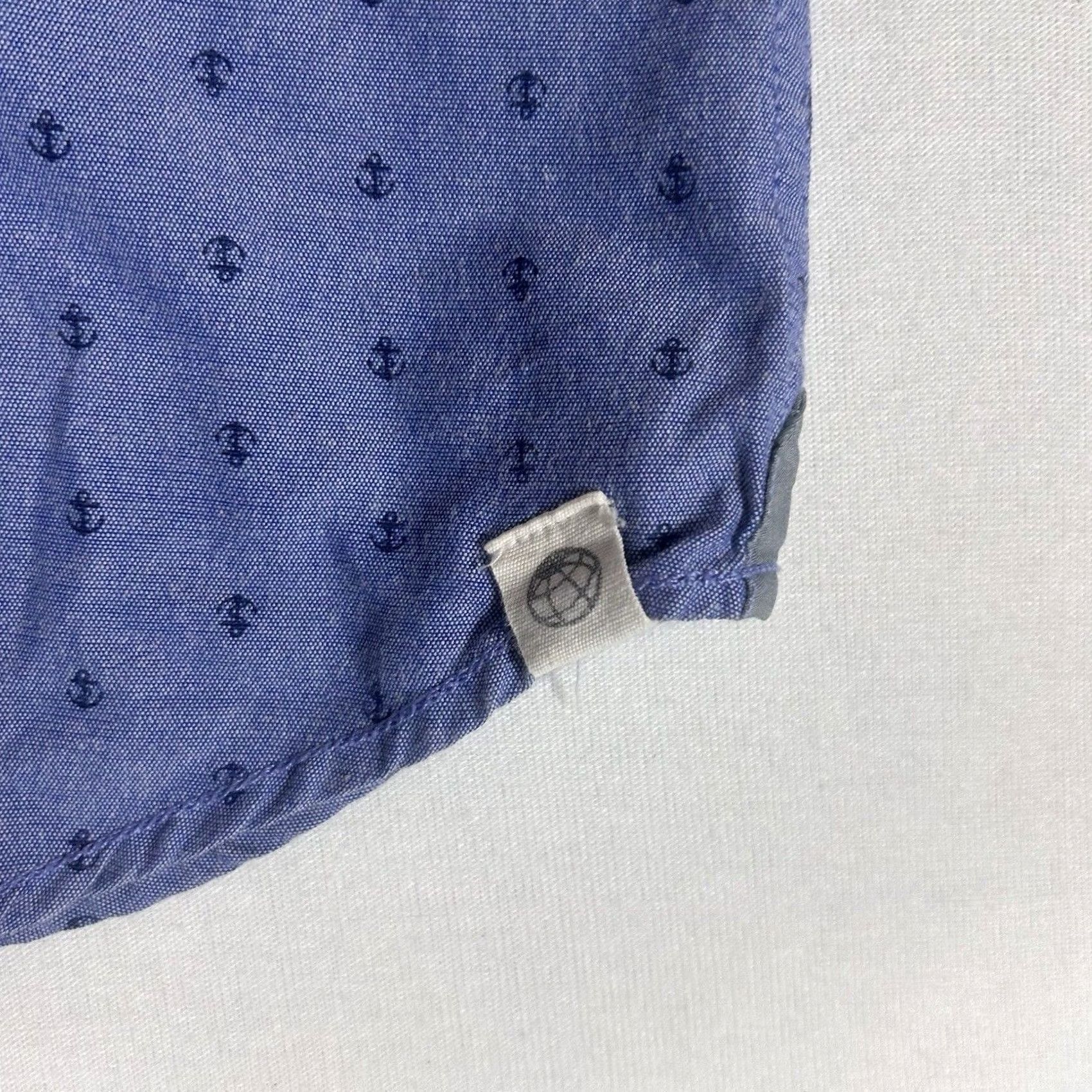 Vintage Free Planet Button-Up Shirt Mens L Blue Casual Boat Anchor All Over Print Size US L / EU 52-54 / 3 - 5 Thumbnail