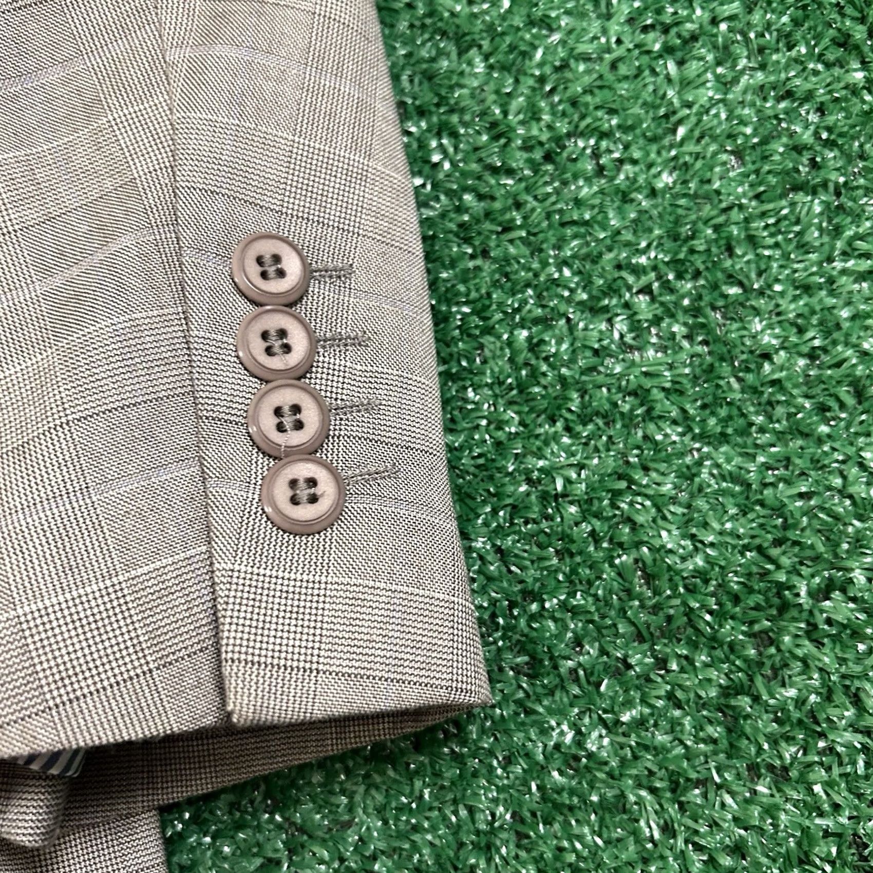 Vintage Vitali Blazer Jacket Mens 42L Beige Plaid Sport Coat Formal Work Preppy Pockets Shirt/Coat? Size 42R - 5 Thumbnail