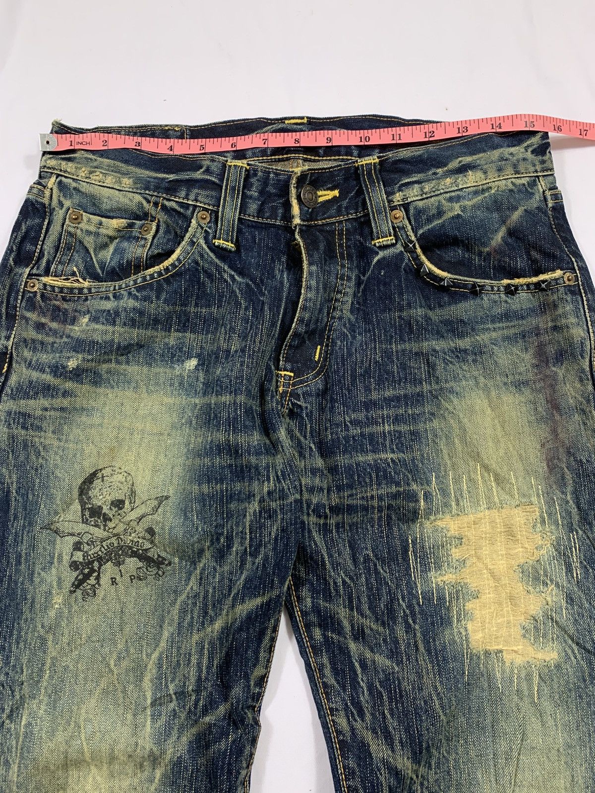 If Six Was Nine Sicks gothic jeans pant denim archives Skull Distressed Size US 31 - 8 Thumbnail
