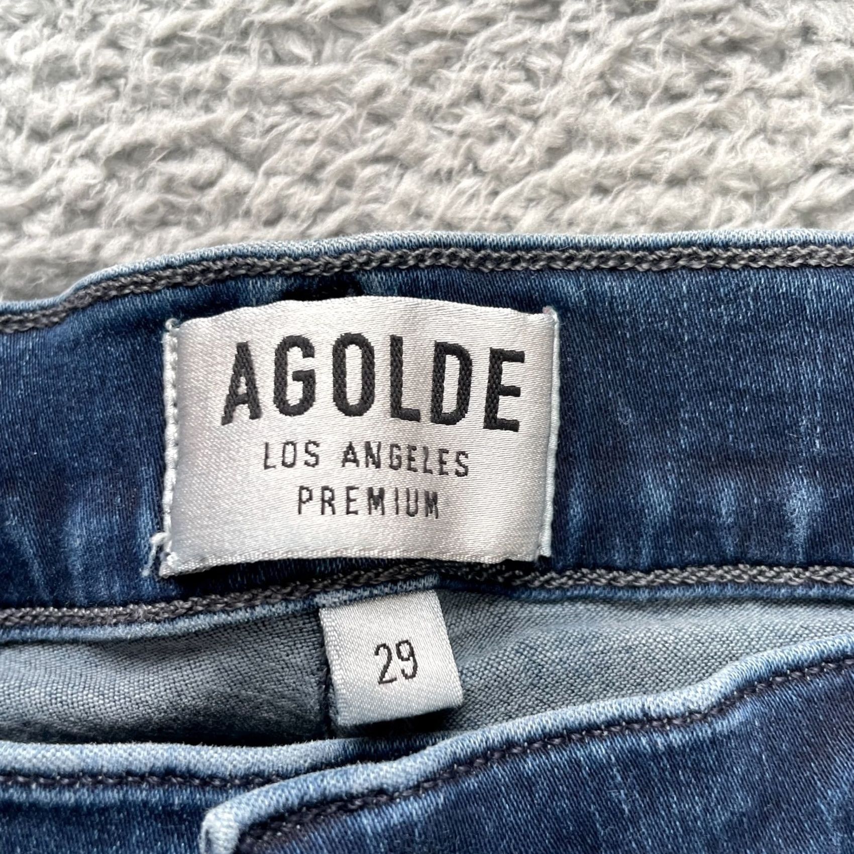 Agolde AGOLDE Jeans Womens 29 Blue Sophie High Rise Skinny Leg Cropped Cotton Raw Hem Size 29" - 3 Thumbnail