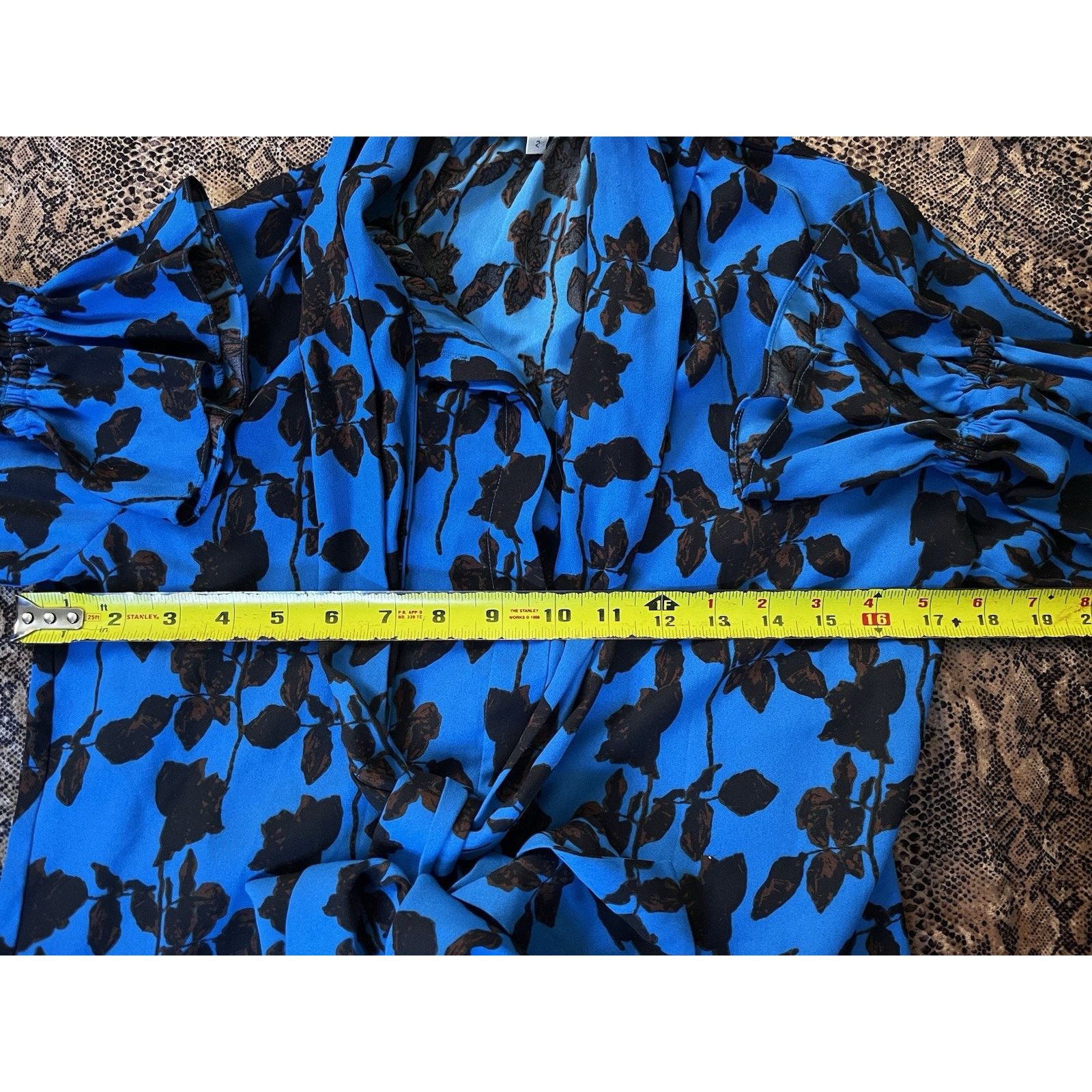 Diane von Furstenberg DVF Midnight Forest Blue Tina Floral Tie Neck 2 Size XS / US 0-2 / IT 36-38 - 5 Thumbnail