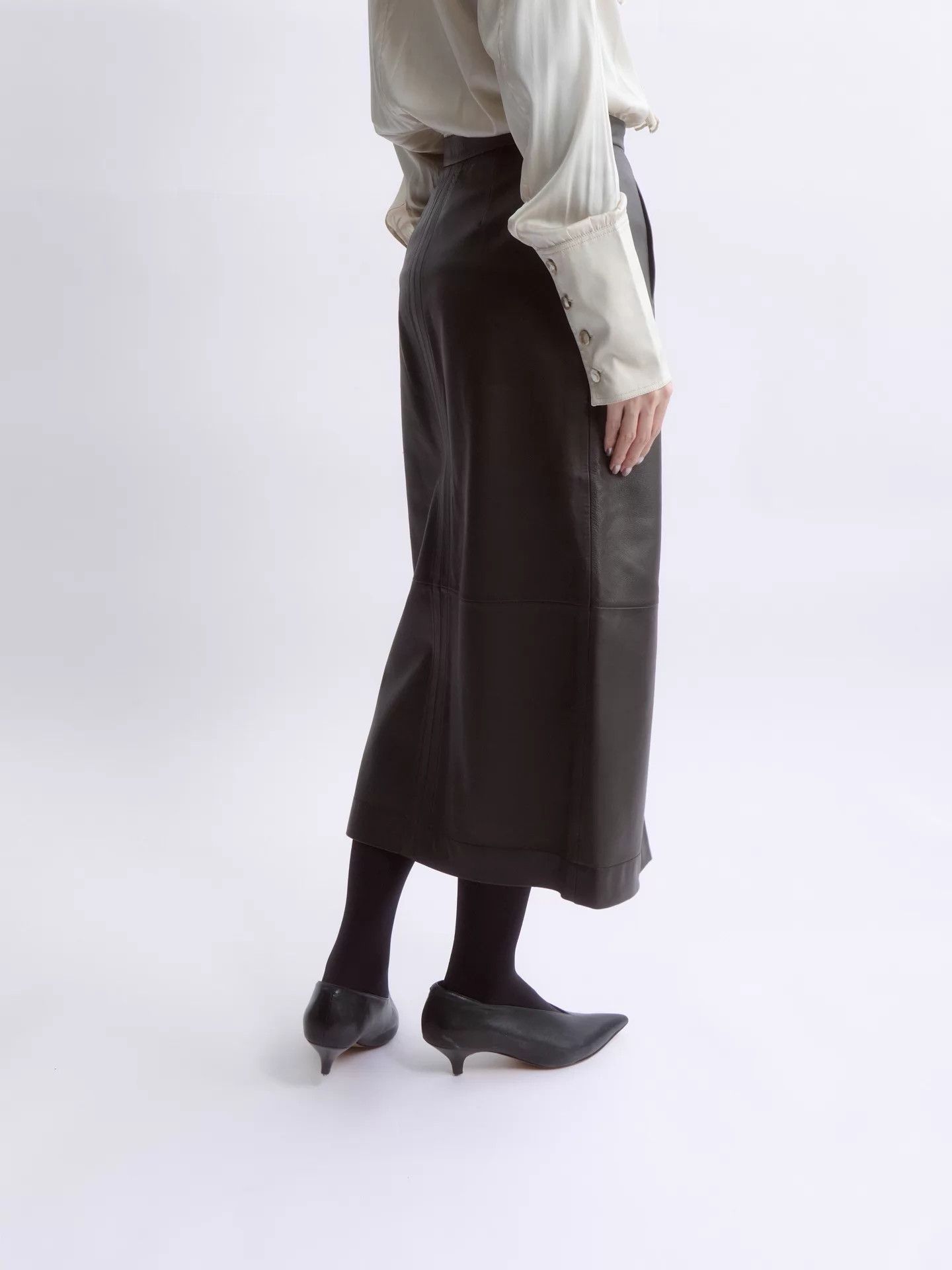Loewe LOEWE 80s Vintage Brown Sheepskin Pencil Skirt Size 26" / US 2 / IT 38 - 4 Thumbnail