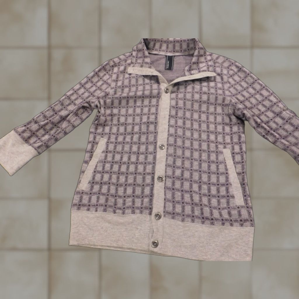 Vintage Chil Deric Womens Cardigan Sweater Purple Knit Rib Knit Stretch Button Crew Neck Casual Fall Winter Spring Regular Size 2 Womens Size XS / US 0-2 / IT 36-38 - 1 Thumbnail