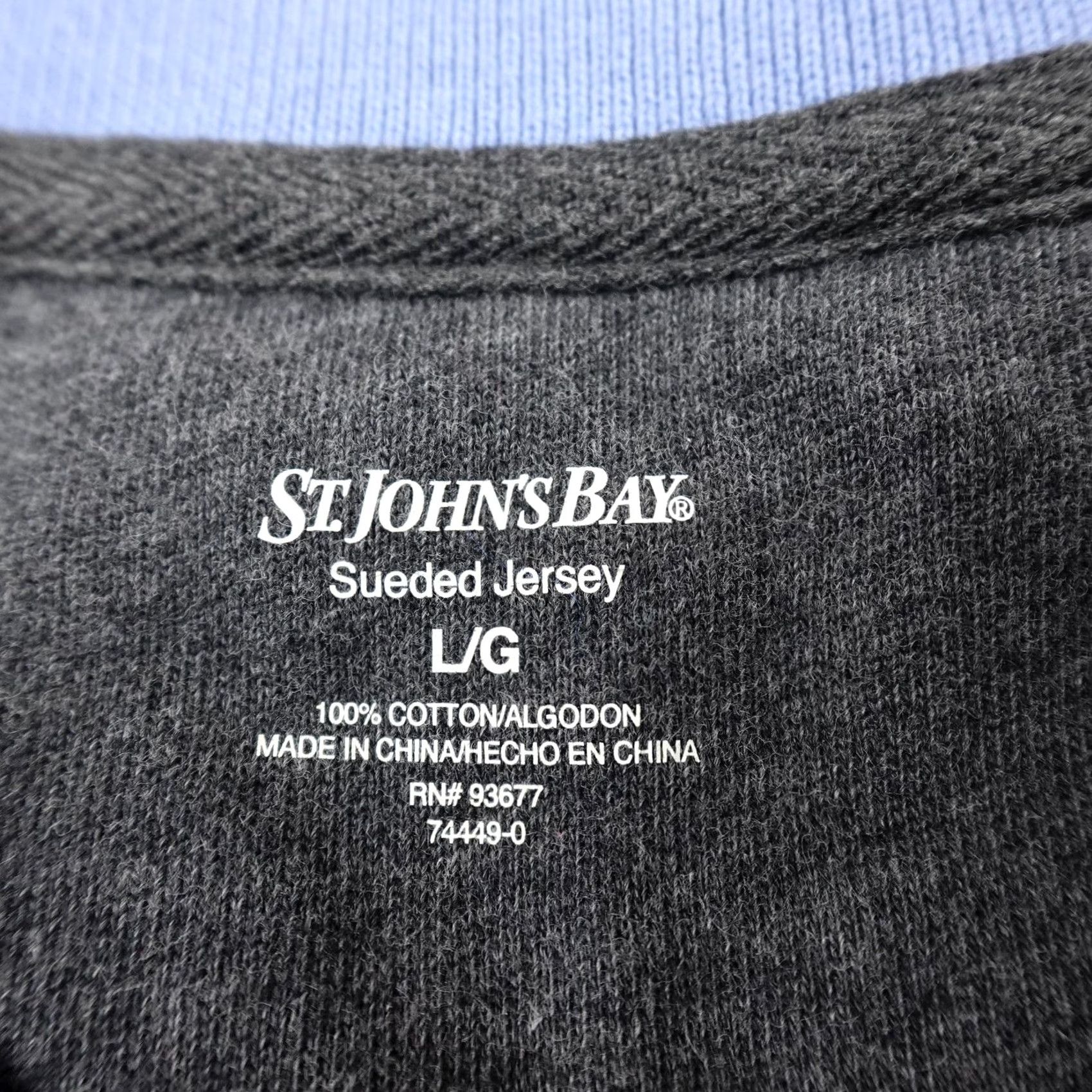 Vintage St. John's Bay Polo Shirt Mens L Blue Sueded Jersey Long Sleeve Golf Preppy Shirt Size US L / EU 52-54 / 3 - 7 Thumbnail