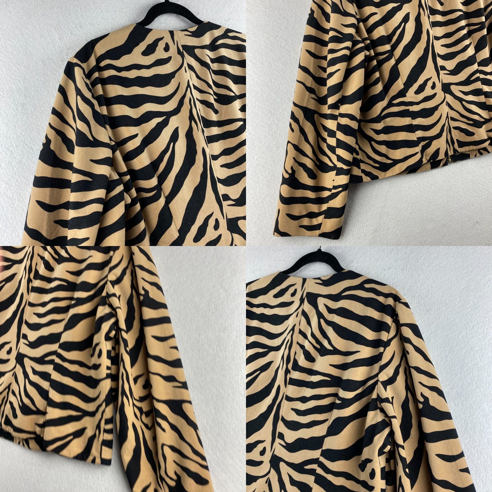 Vintage Chico's Jacket Womens 3 Black Orange Full Zip Tiger Polka Dot Pattern Pockets Size XS / US 0-2 / IT 36-38 - 10 Thumbnail