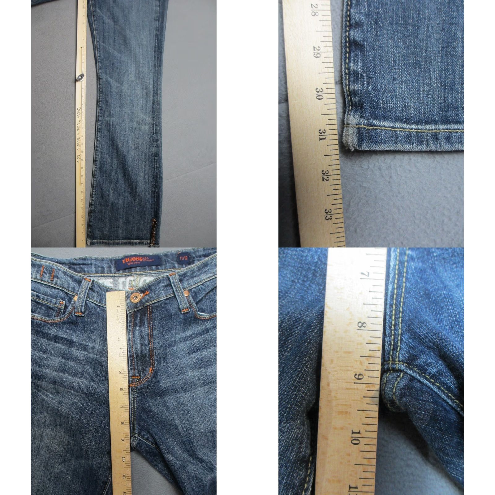 Vintage Vigoss Womens Jeans Blue Bootcut Embroidered Butterfly Mid Rise - 11/12 - Buy Online Size 34" / US 12 / IT 48 - 9 Thumbnail