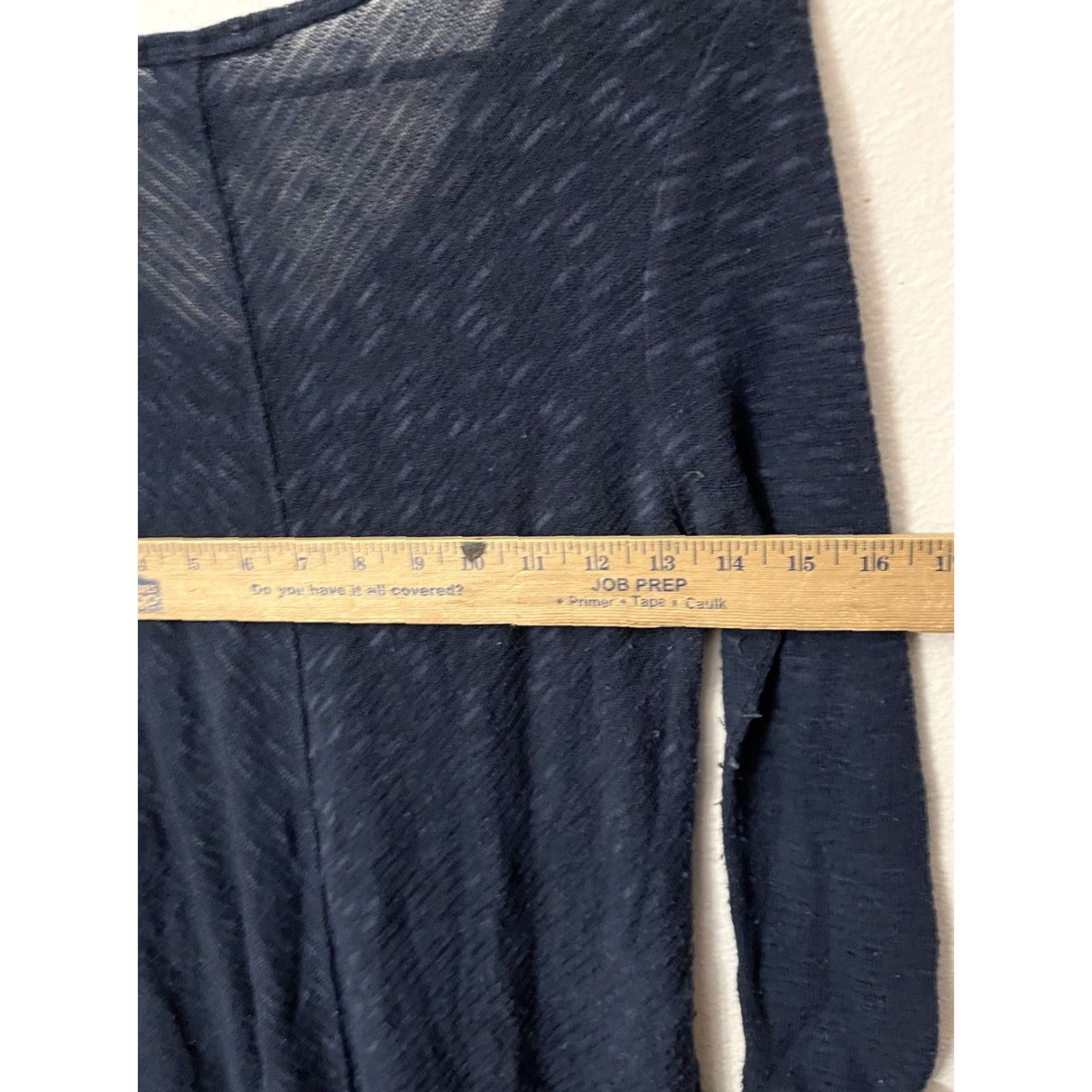 Vintage DKNY JEANS Blouse Shirt Ladies Top, S Navy V-Neck 3/4 Sleeve Knit Acrylic Spandex Regular Warm Weather Womens Size 28" / US 6 / IT 42 - 6 Thumbnail