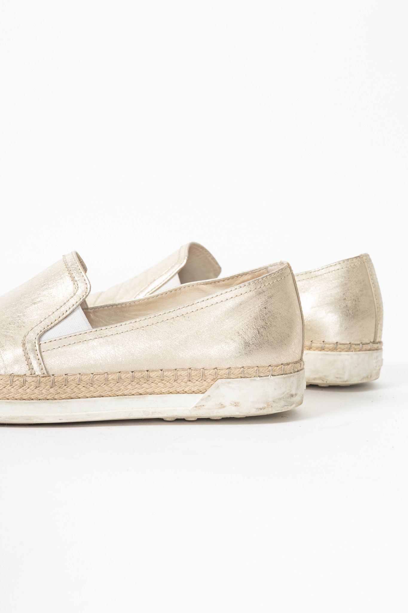 Tod's Tod's SS18 Metallic Gold Leather Espadrille Slip-On Sneakers Size US 7.5 / IT 37.5 - 7 Thumbnail