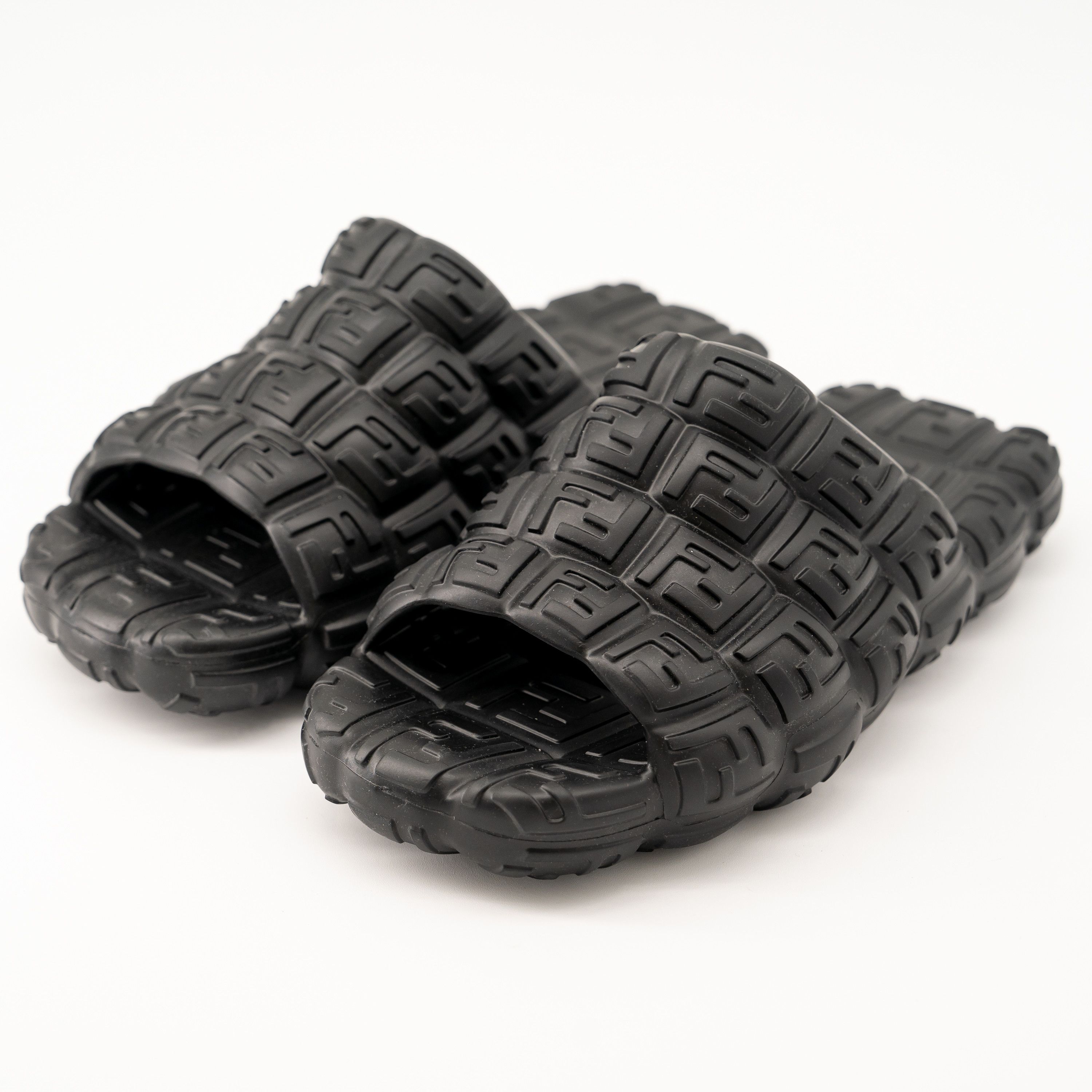 Fendi 11 uk 12 us Fendi Cloud Slides Black Rubber FF logo Embossed Size US 12 / EU 45 - 1 Thumbnail