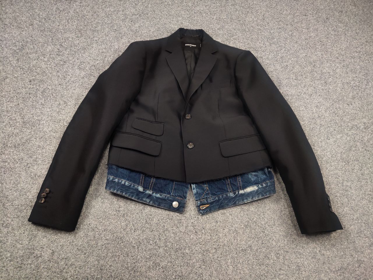 Dsquared2 Rare Dsquared2 AW17 Layered Blazer Distressed Denim Jacket Size US M / EU 48-50 / 2 - 3 Thumbnail