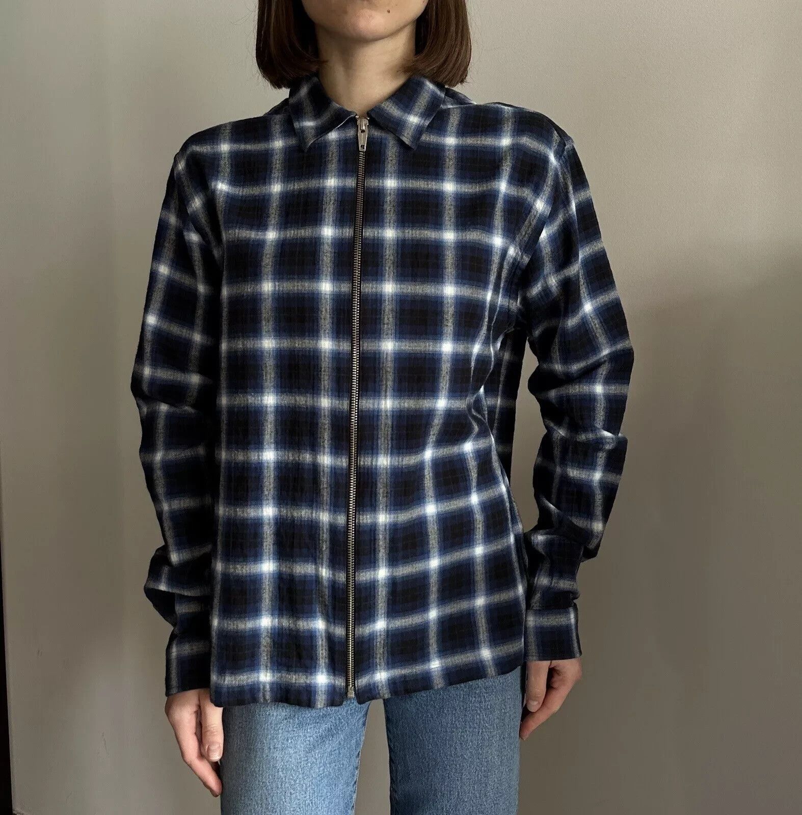 The Kooples The Kooples Check Zip Relaxed Shirt Blue mens Size S Size US S / EU 44-46 / 1 - 2 Thumbnail