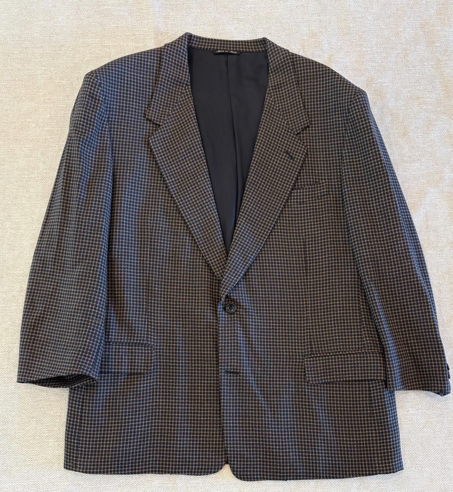 Canali Canali Proposta Sport Coat 48R Blue Tan Micro Check Wool Size 48R - 1 Thumbnail