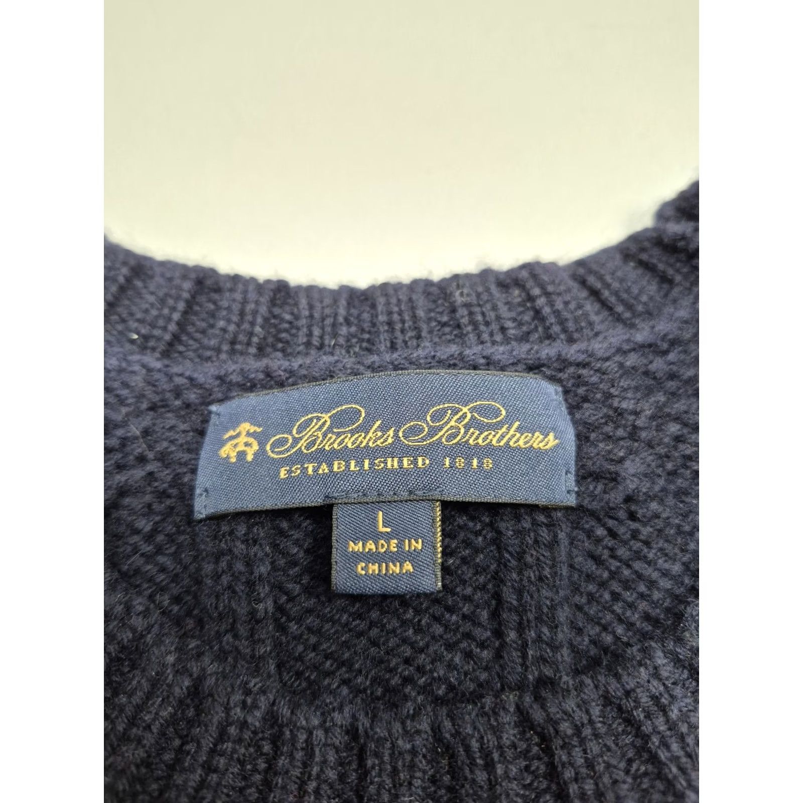Brooks Brothers Brooks Brothers Sweater Mens L Blue Merino Wool Plaid Crewneck Elbow Patch Knit Cable-Knit Heavyweight Classic Preppy Winter Casual Size US L / EU 52-54 / 3 - 3 Thumbnail