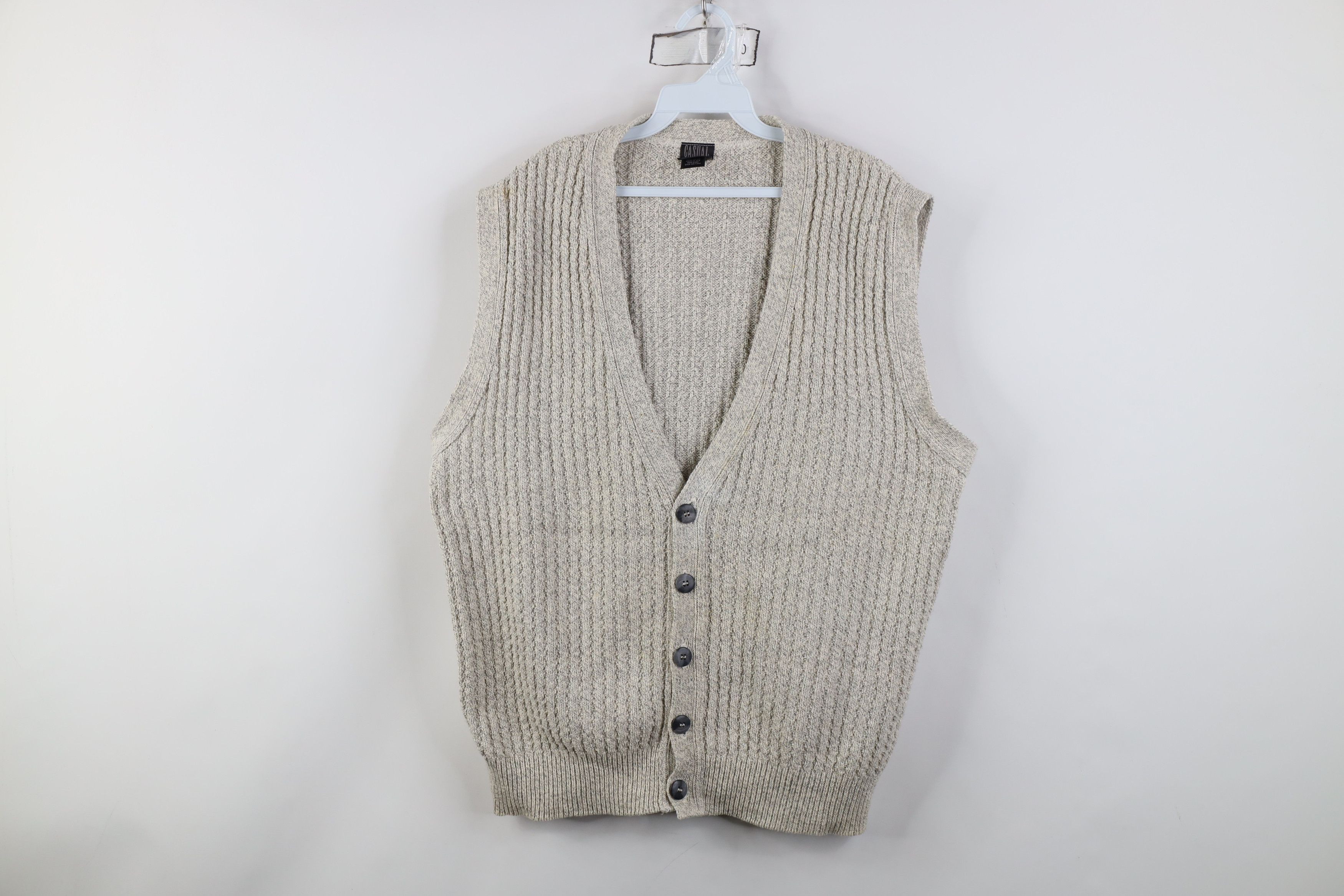 Vintage 90s Streetwear Cotton Ribbed Knit Sweater Vest USA