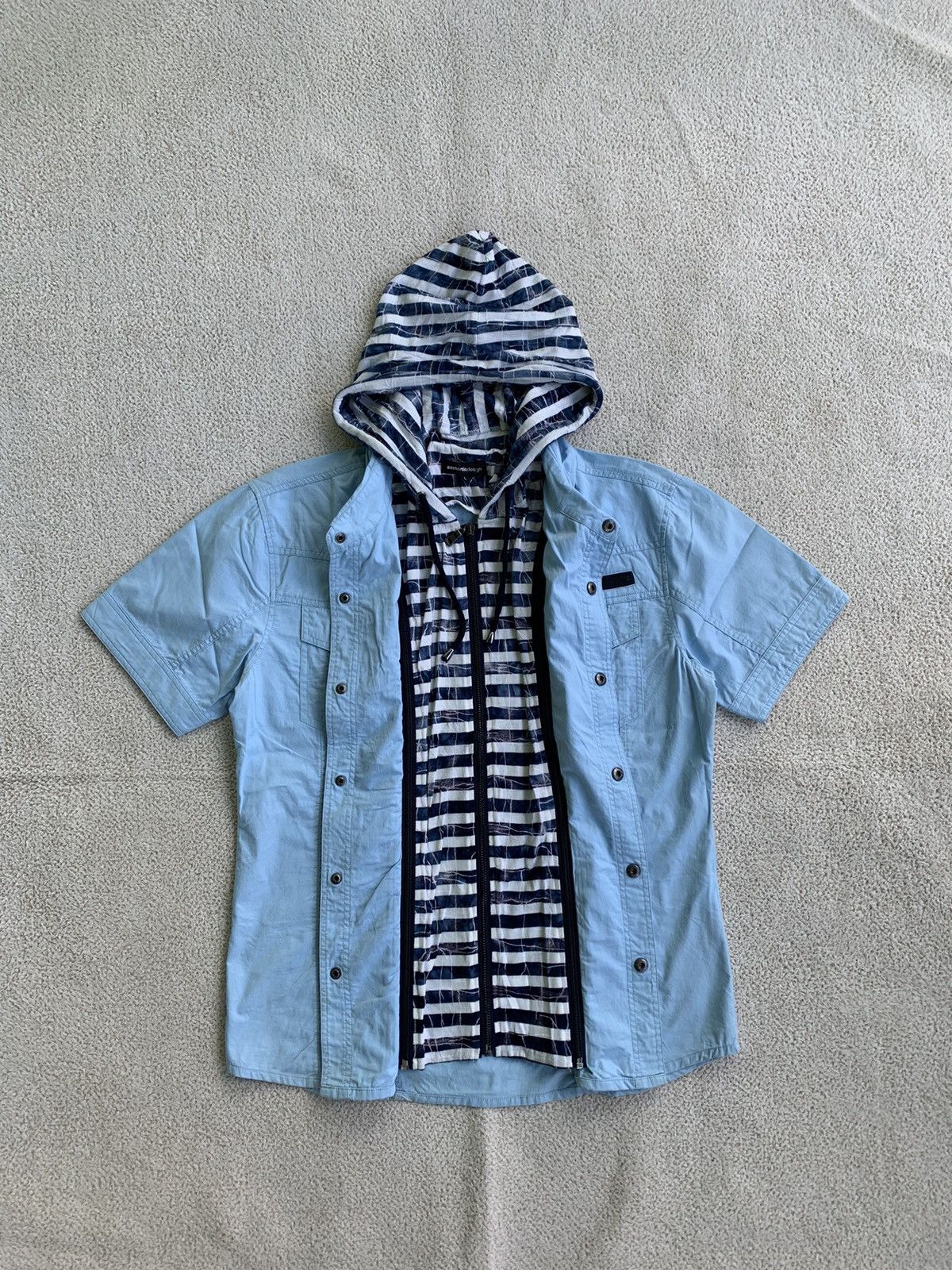 If Six Was Nine × Le Grande Bleu (L.G.B.) × semanticdesign Semantic Design Double Layer Hoodie Snap button shirt Size US L / EU 52-54 / 3 - 1 Thumbnail