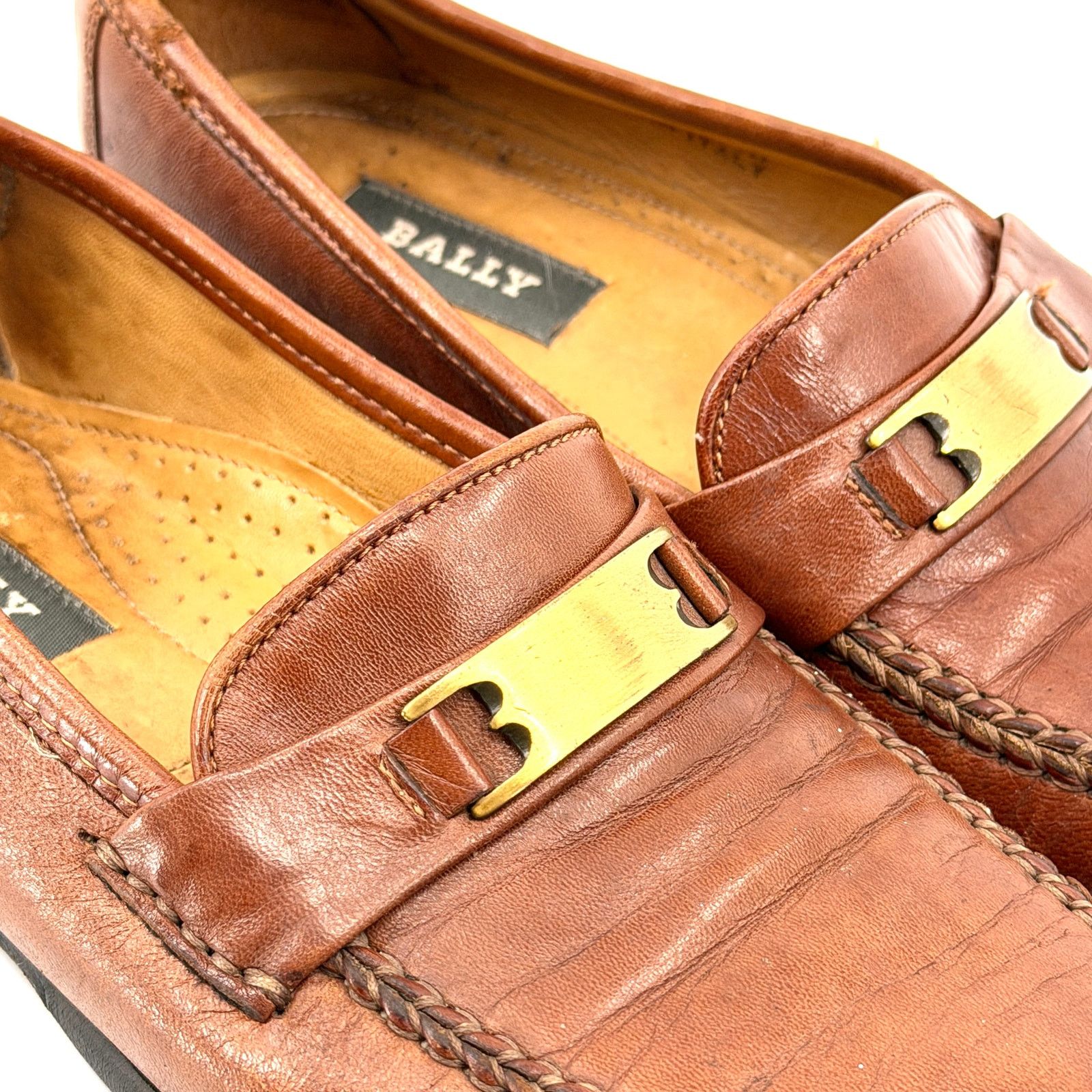 Bally Vintage 80s Italian Brown Leather Ruvera Gold Bit Loafers Size US 6.5 / EU 39-40 - 3 Thumbnail